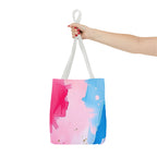 Pink, White and Blue Watercolor on Canvas Design - Tote Bag