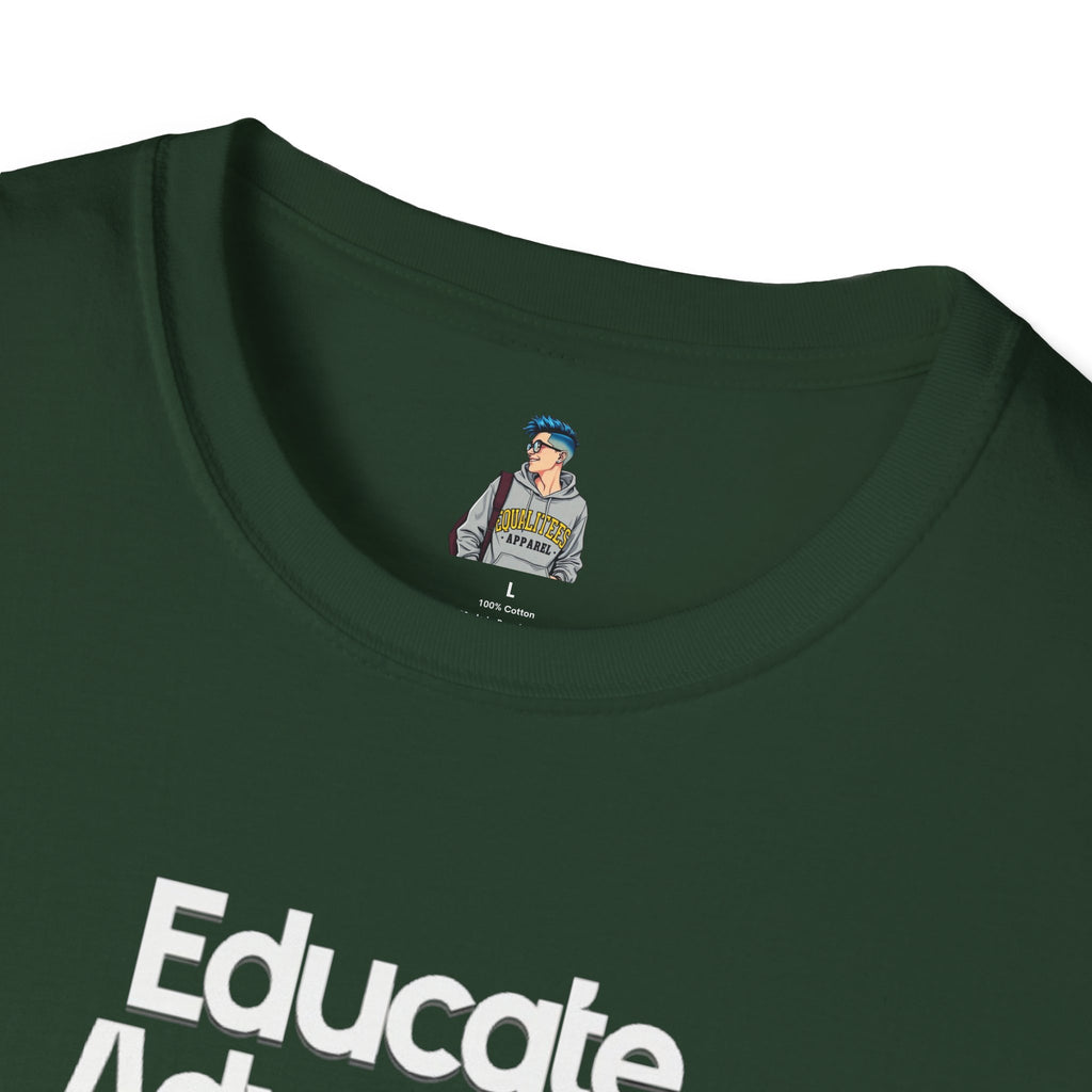 Educate. Advocate. Celebrate. Minimalist Pride T-Shirt - EqualiTees.Me