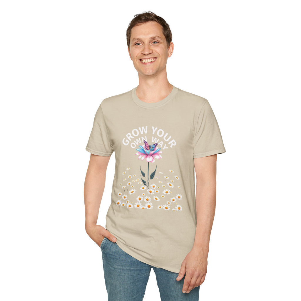 Grow Your Own Way Trans Pride Unisex T-Shirt - Floral Design for Garden Lovers