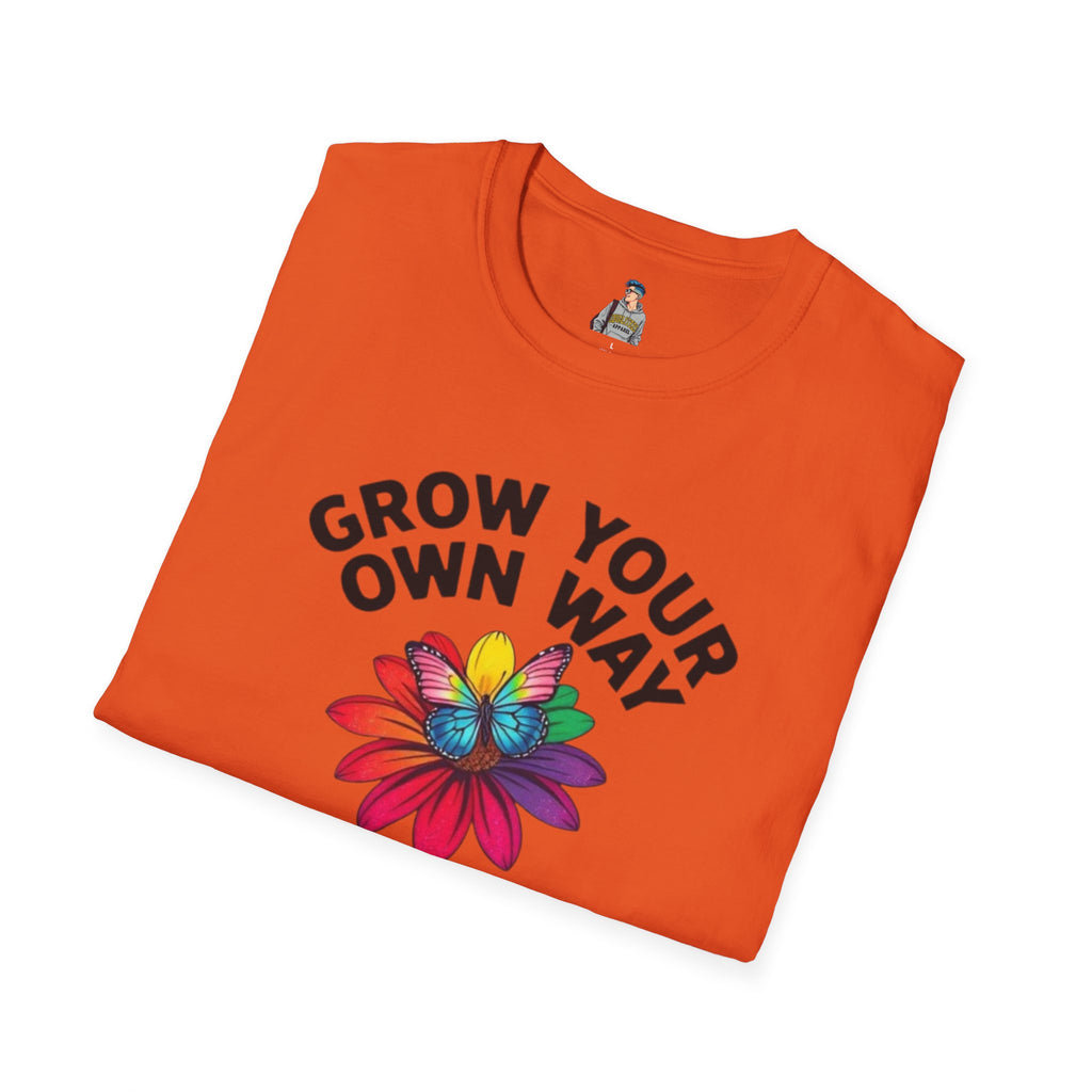 Unisex Softstyle T-Shirt - 'Grow Your Own Way' Floral Design for Queer Pride