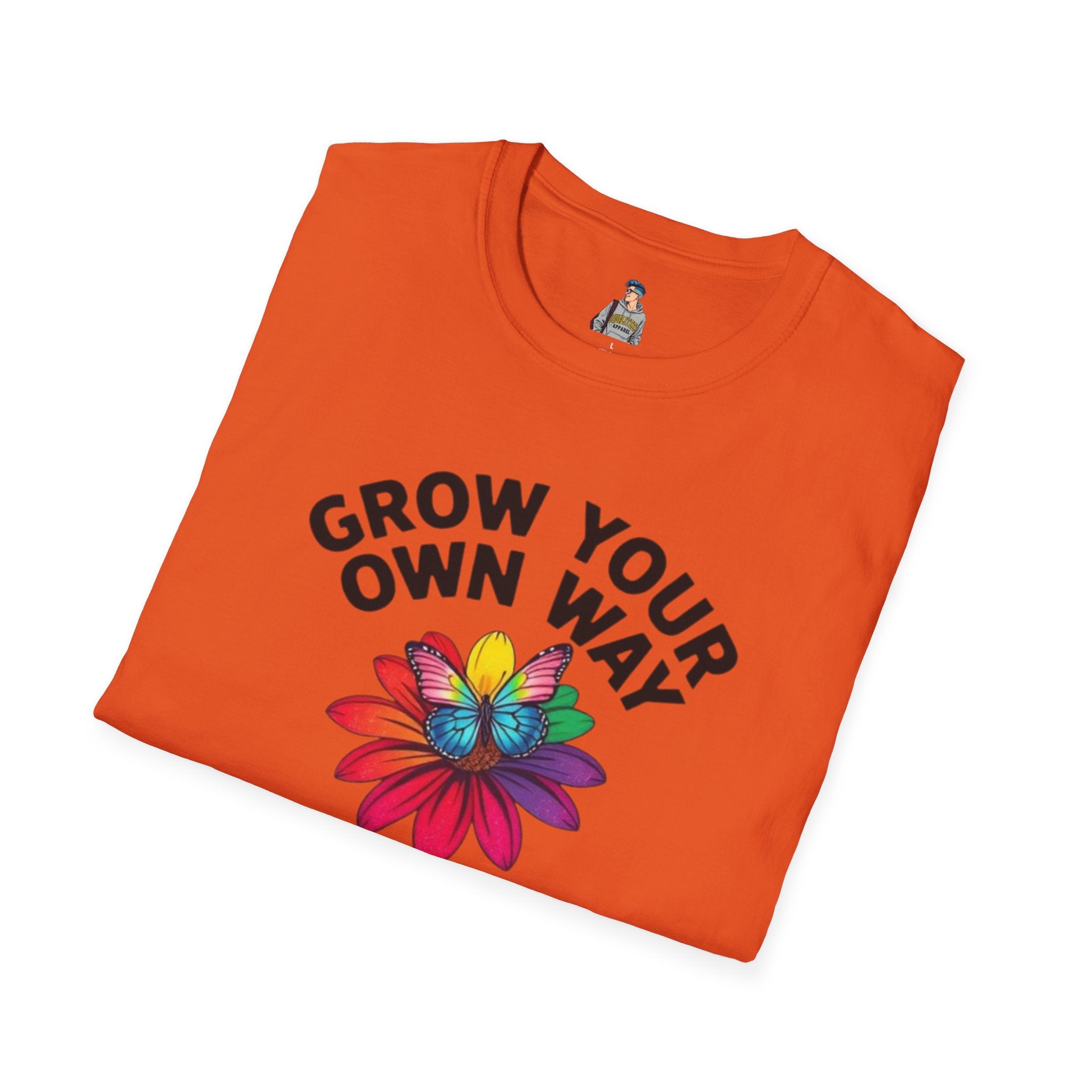 Unisex Softstyle T-Shirt - 'Grow Your Own Way' Floral Design for Queer Pride