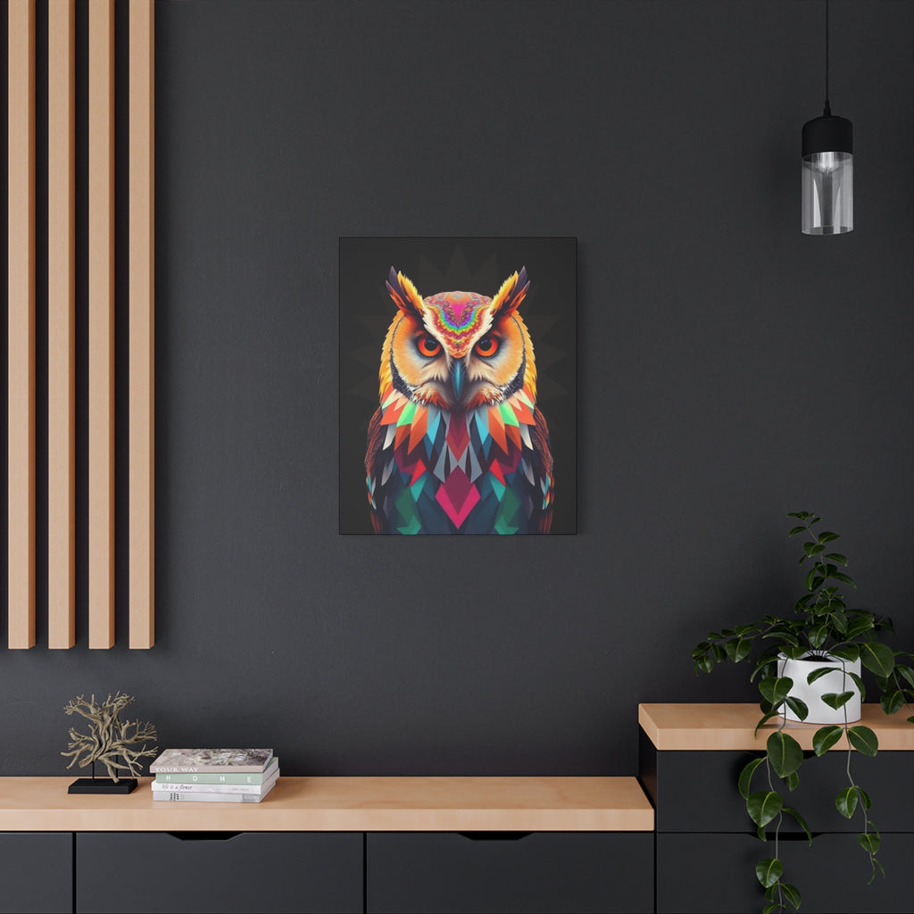Colorful Owl Canvas Wall Art - 1.25" Stretched Matte
