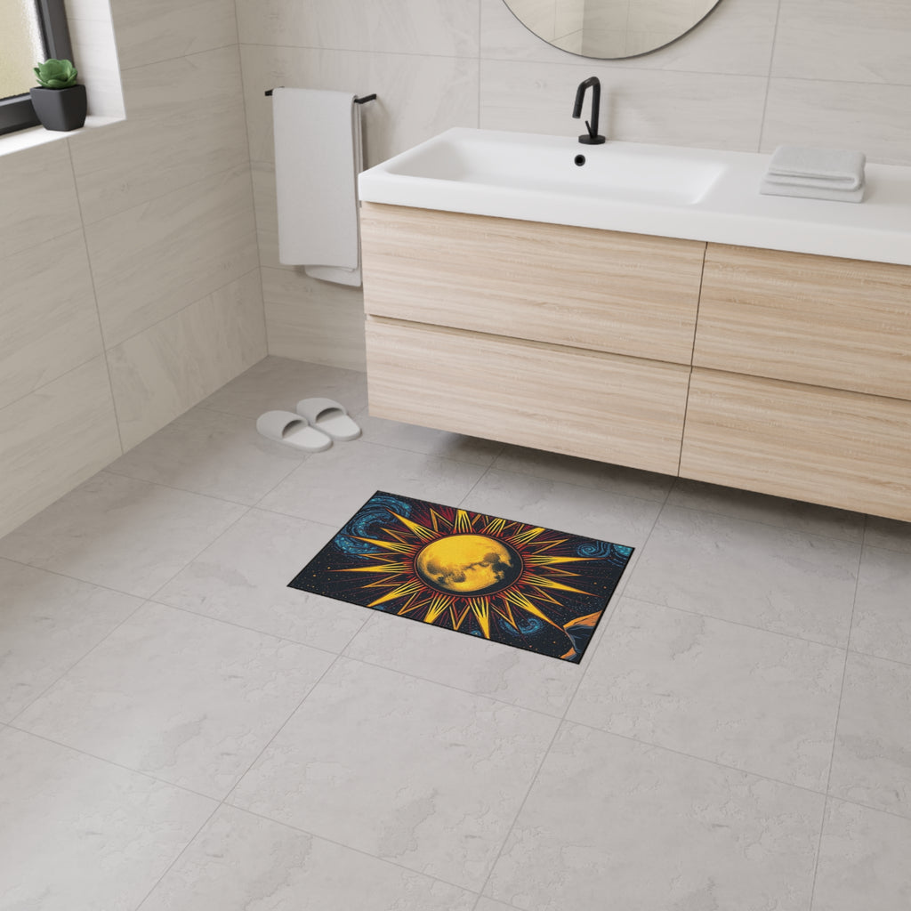 Cosmic Moon Heavy Duty Floor Mat - Vibrant Space Design for Home Decor
