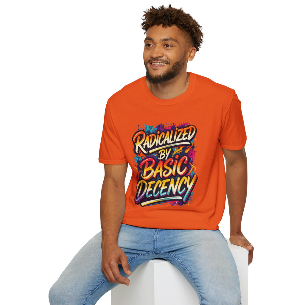 Radicalized by Basic Decency T-Shirt Colorful Graffiti Typography