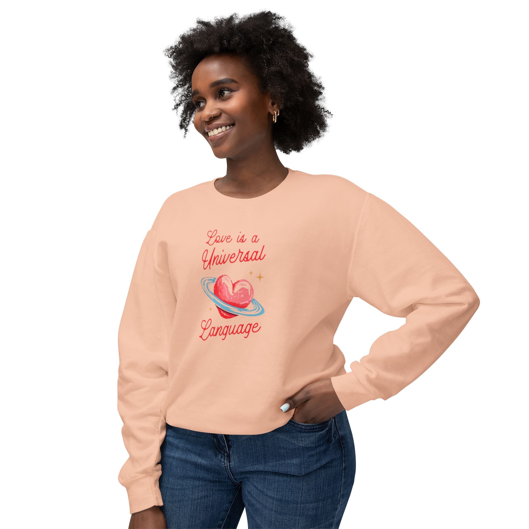 Love is a Universal Language Unisex Lightweight Crewneck Sweatshirt