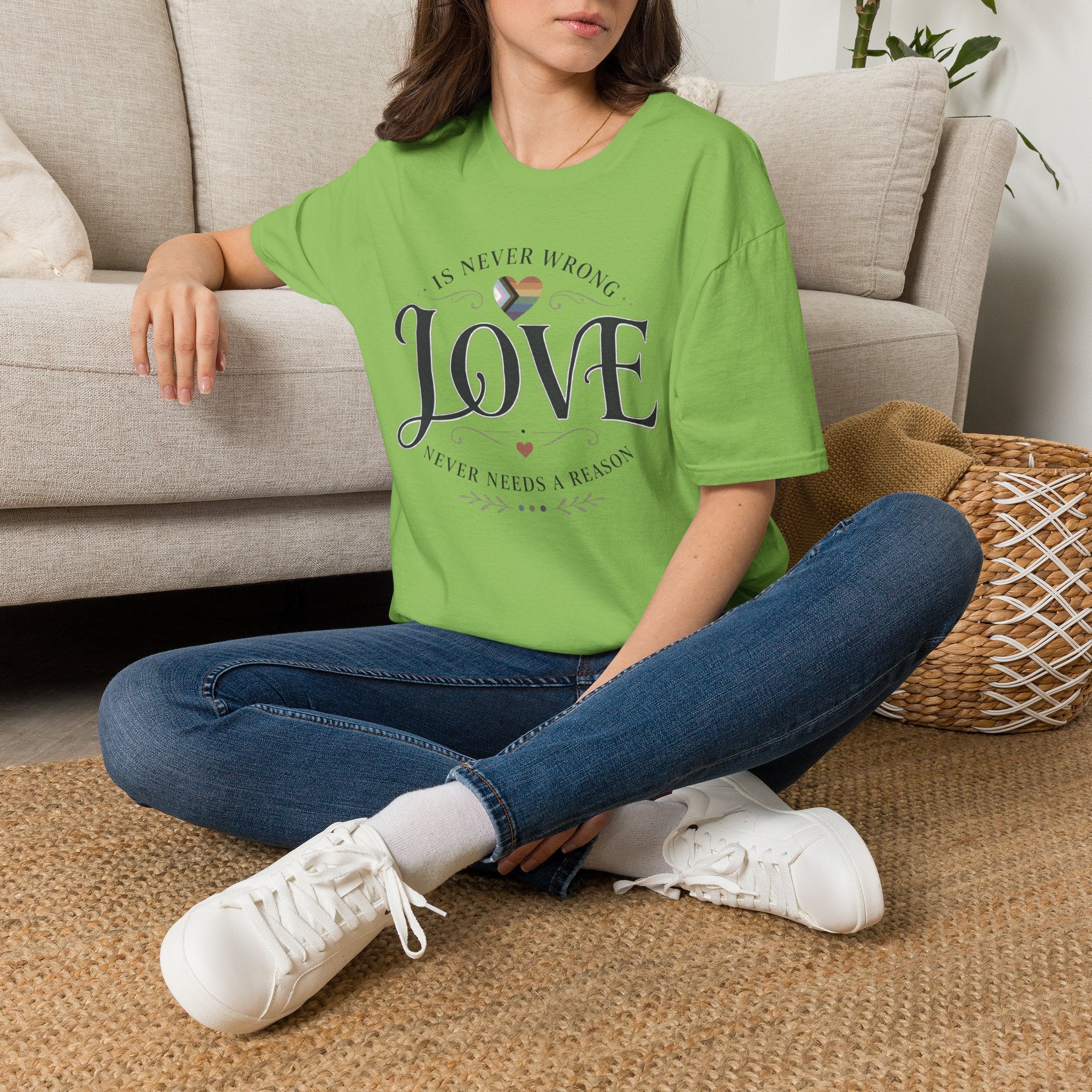 Love Is Never Wrong T-Shirt — LGBTQ+ Pride Heart Tee