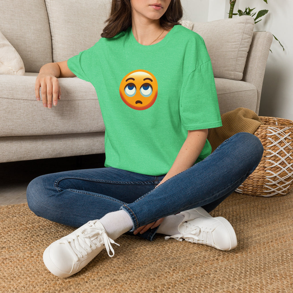 Unisex Softstyle T-Shirt with Eye Roll Emoji | Casual Graphic Tee for Everyday Humor