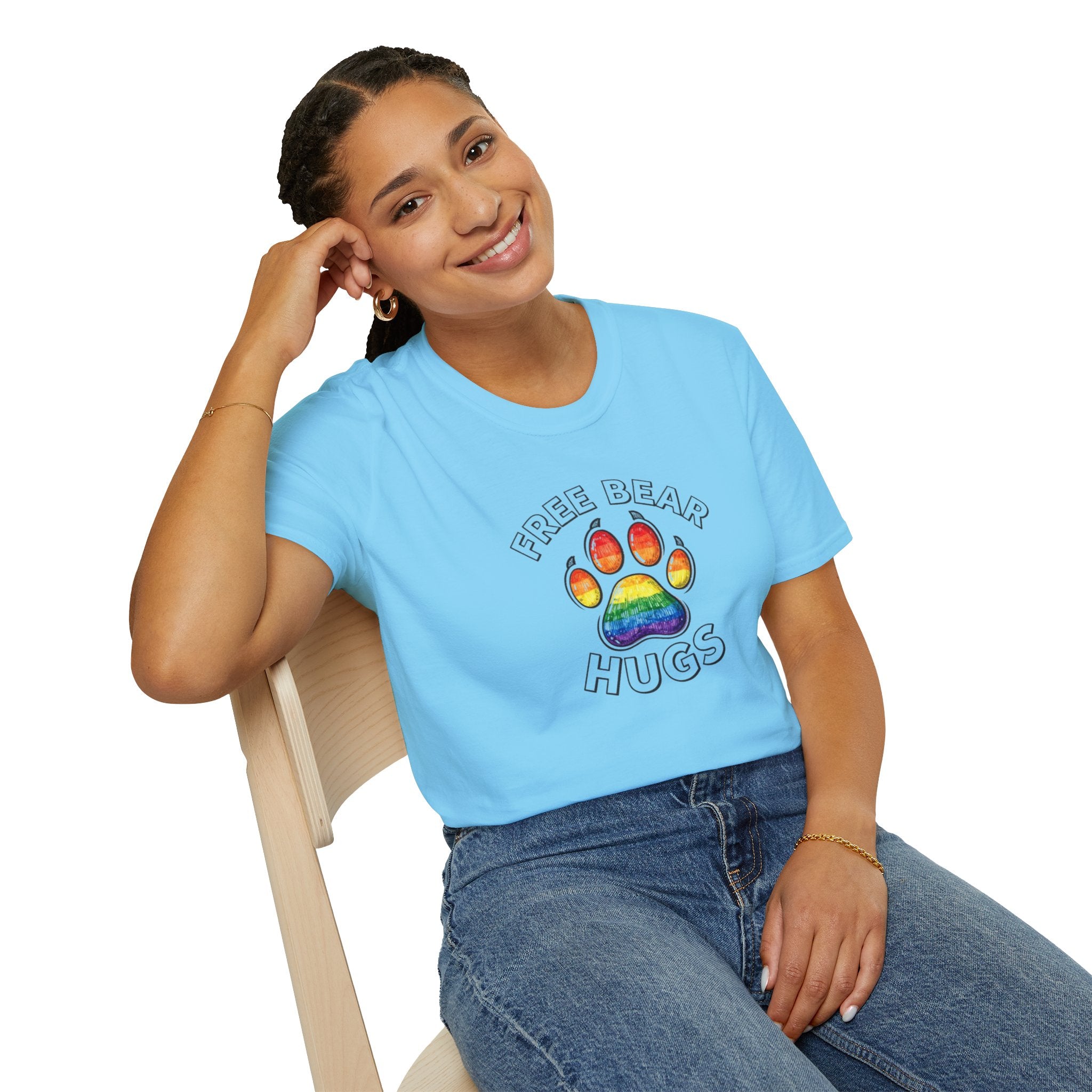 Free Bear Hugs Rainbow Paw T-Shirt
