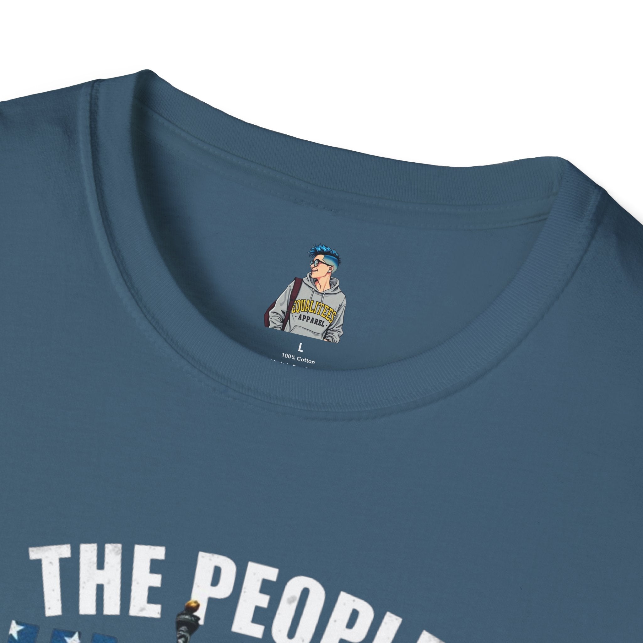 Patriotic Unisex Softstyle T-Shirt - "The People United Will Not Be Defeated"