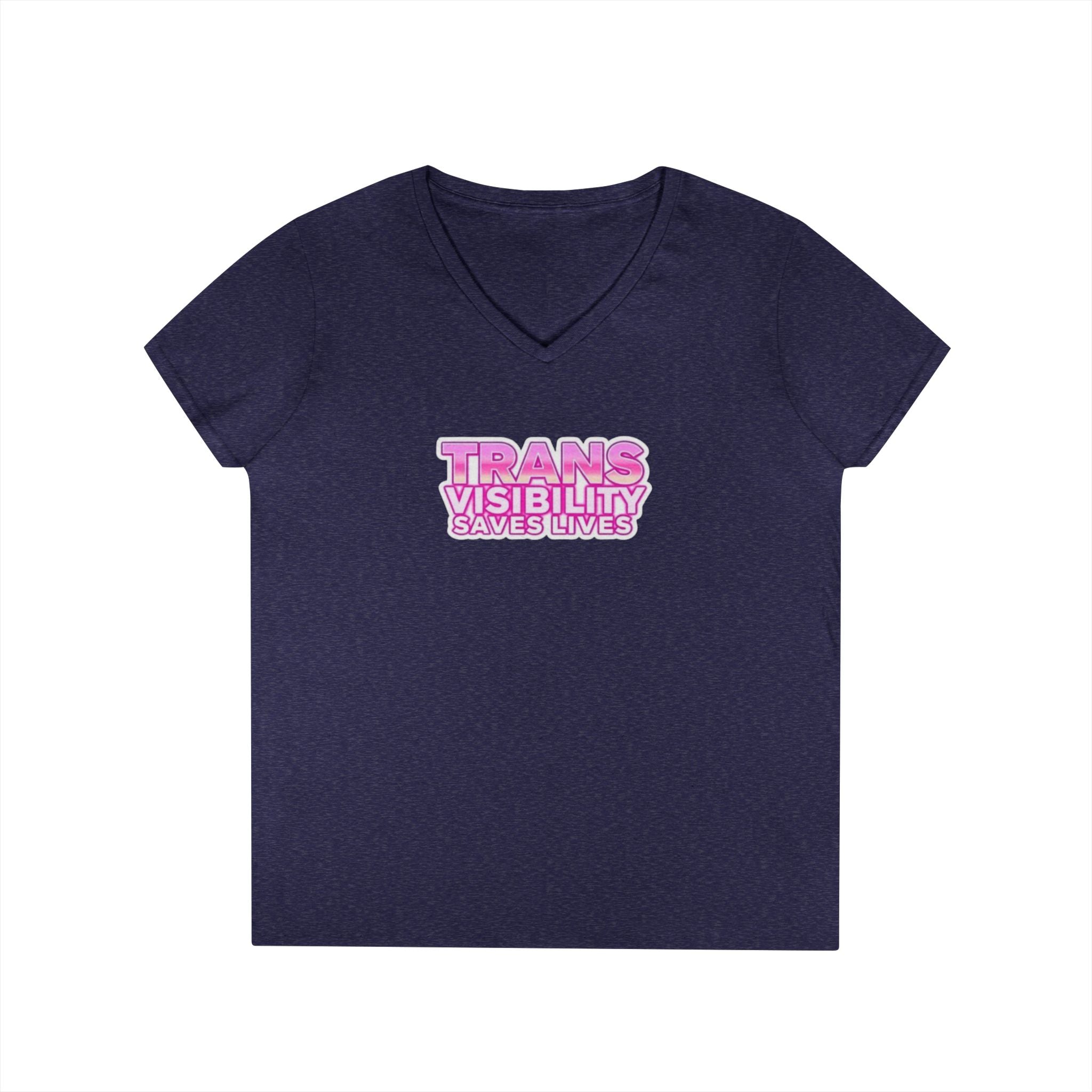 Ladies' V-Neck T-Shirt - 'Trans Visibility Saves Lives' - Empowering Pride Apparel