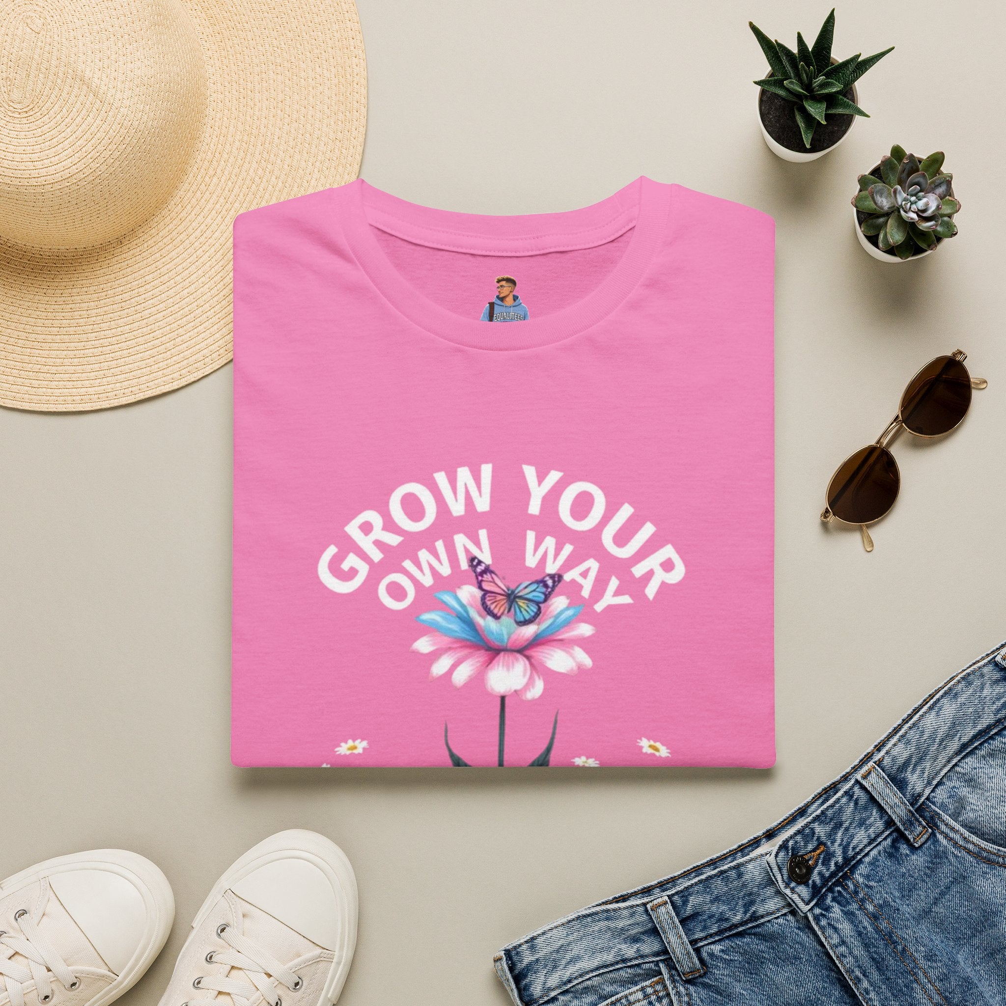 Grow Your Own Way Trans Pride Unisex T-Shirt - Floral Design for Garden Lovers