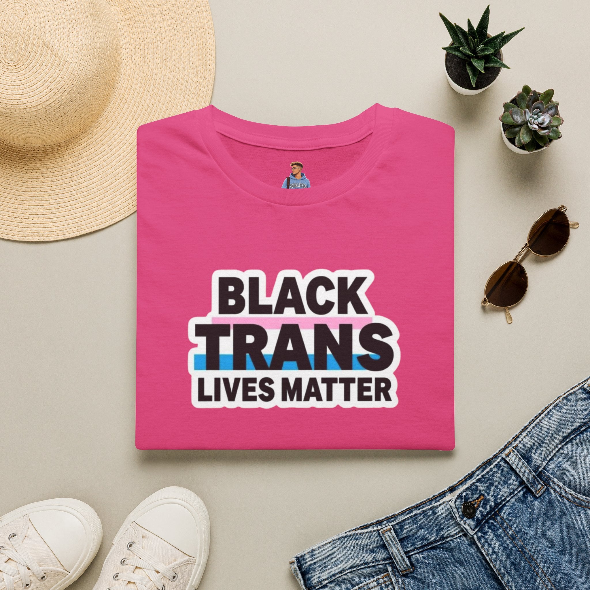 Unisex Softstyle T-Shirt - Black Trans Lives Matter Statement Tee