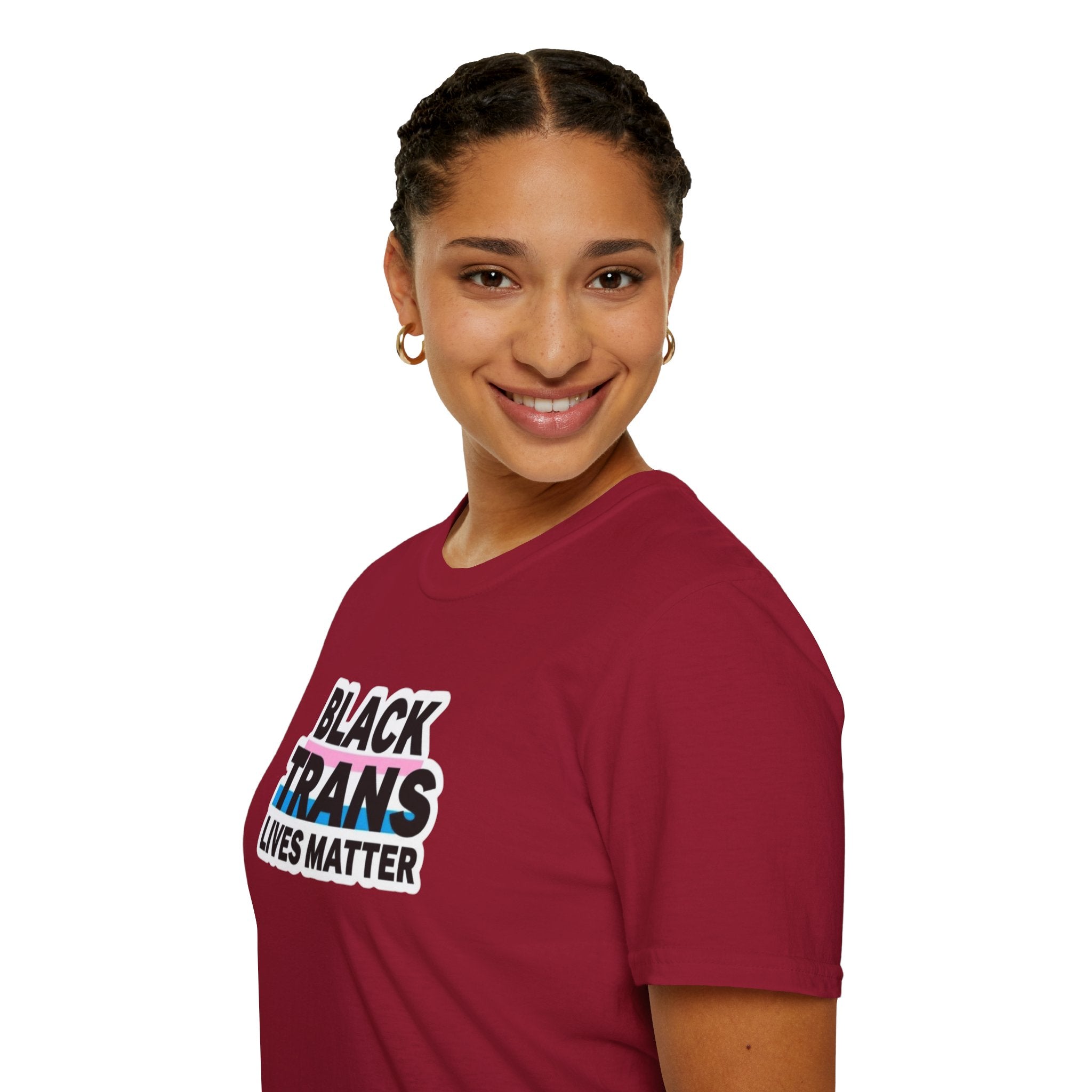Unisex Softstyle T-Shirt - Black Trans Lives Matter Statement Tee