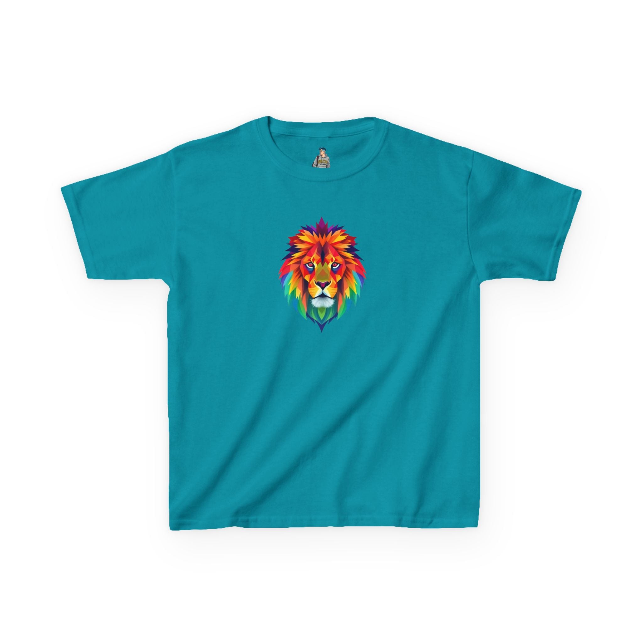 Colorful Fractal Lion Kids Heavy Cotton Tee