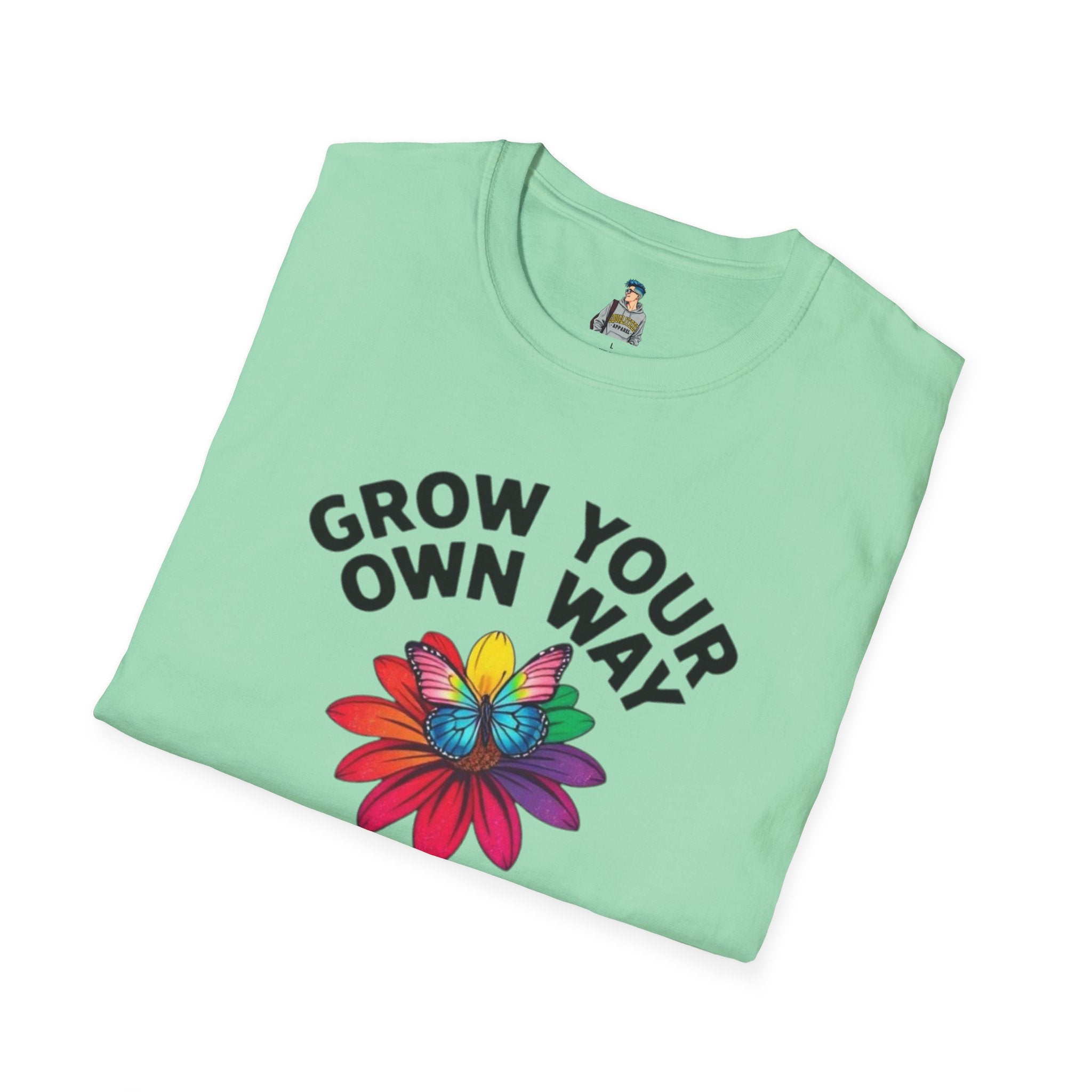 Unisex Softstyle T-Shirt - 'Grow Your Own Way' Floral Design for Queer Pride