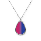 Bisexual Pride Oval Necklace - Stylish Silver Pendant for Inclusivity and Celebration