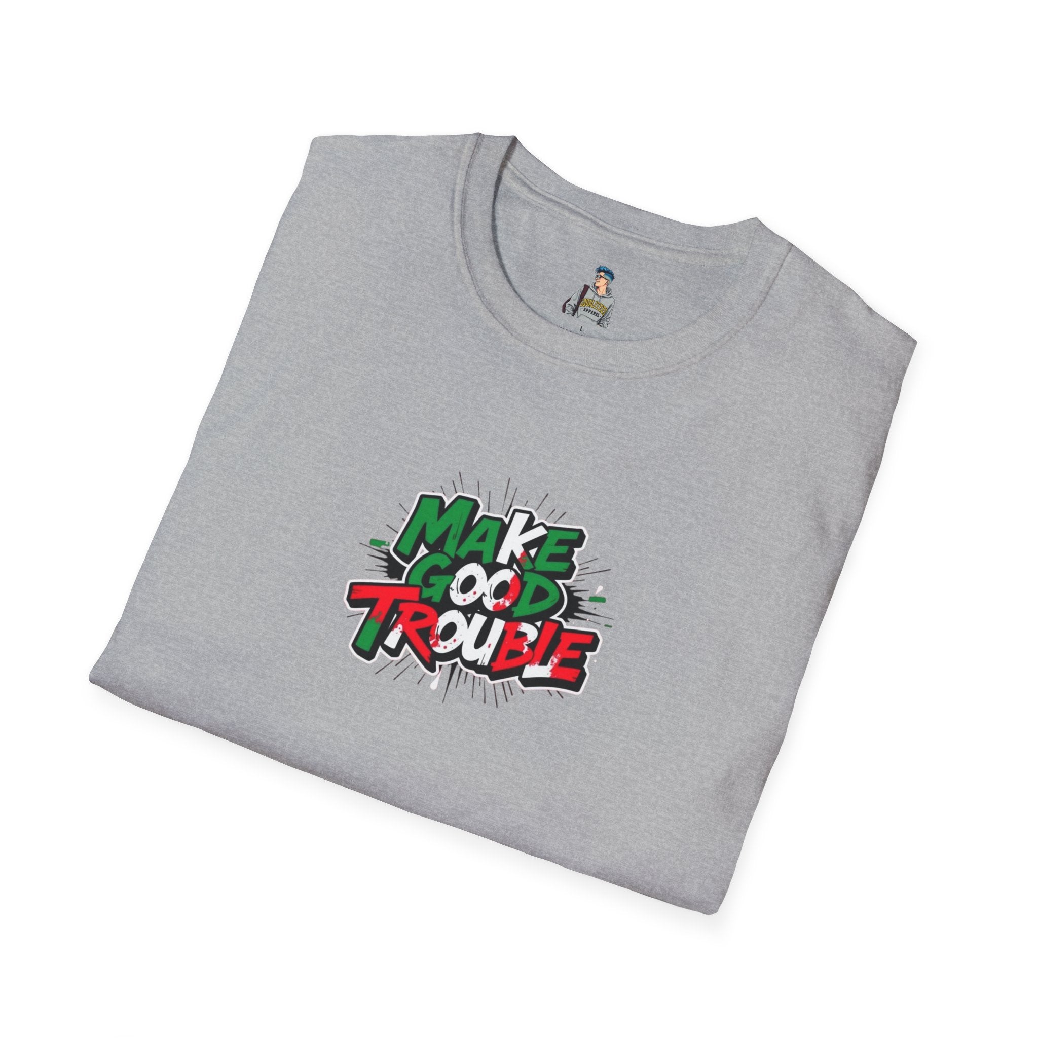 Make Good Trouble Unisex Softstyle T-Shirt | Fun Graphic Tee for Activists & Trendsetters