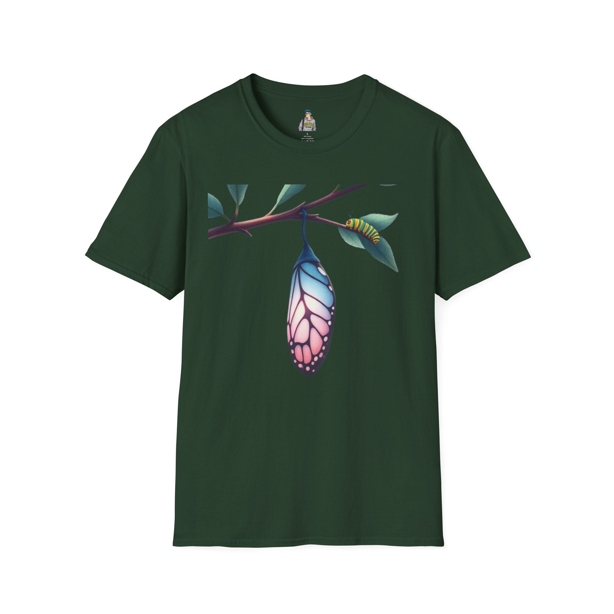 Trans Caterpillar to Butterfly Transformation T-Shirt, Unisex Graphic T-Shirt