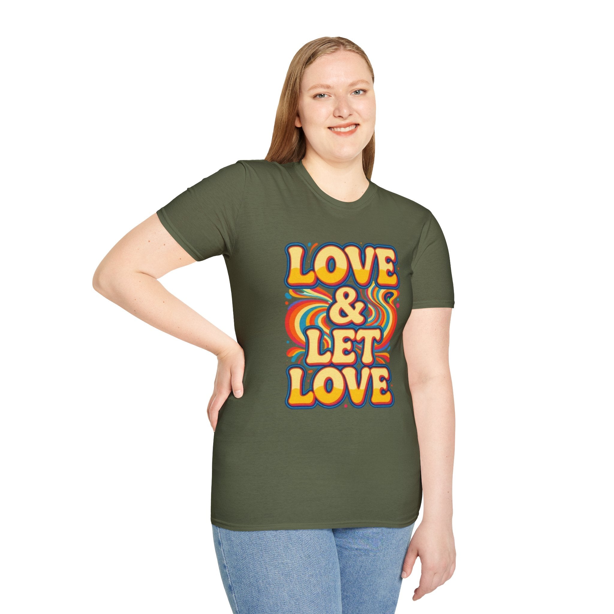 T-Shirt — "Love & Let Love" Retro Rainbow Peace Tee