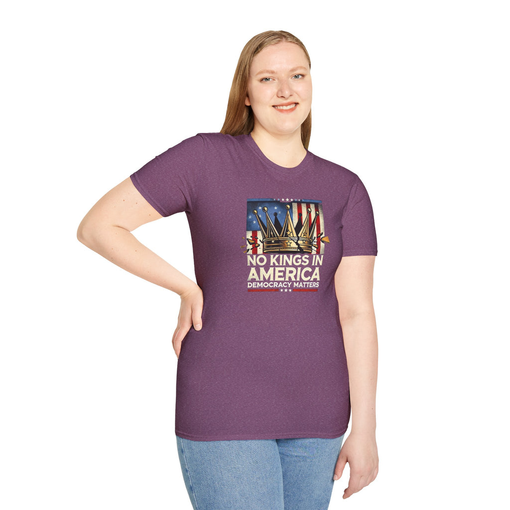No Kings in America-Democracy Matters  Unisex Softstyle T-Shirt