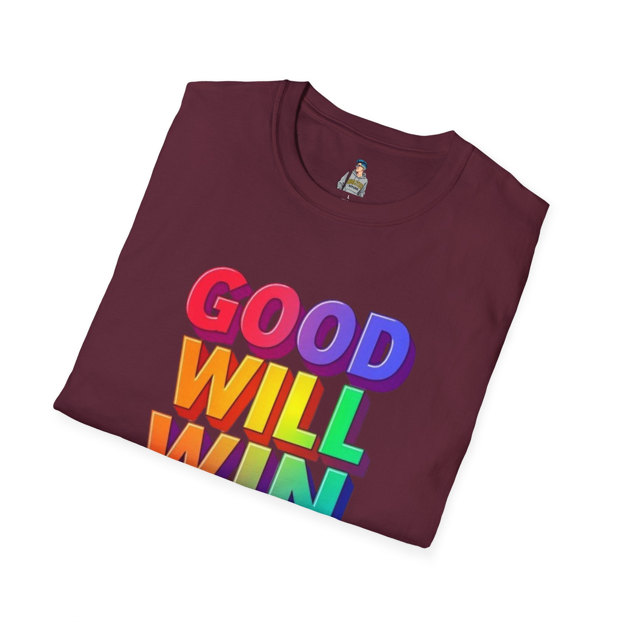 Unisex Softstyle T-Shirt - ' Rainbow Good Will Win' Positive Message Tee