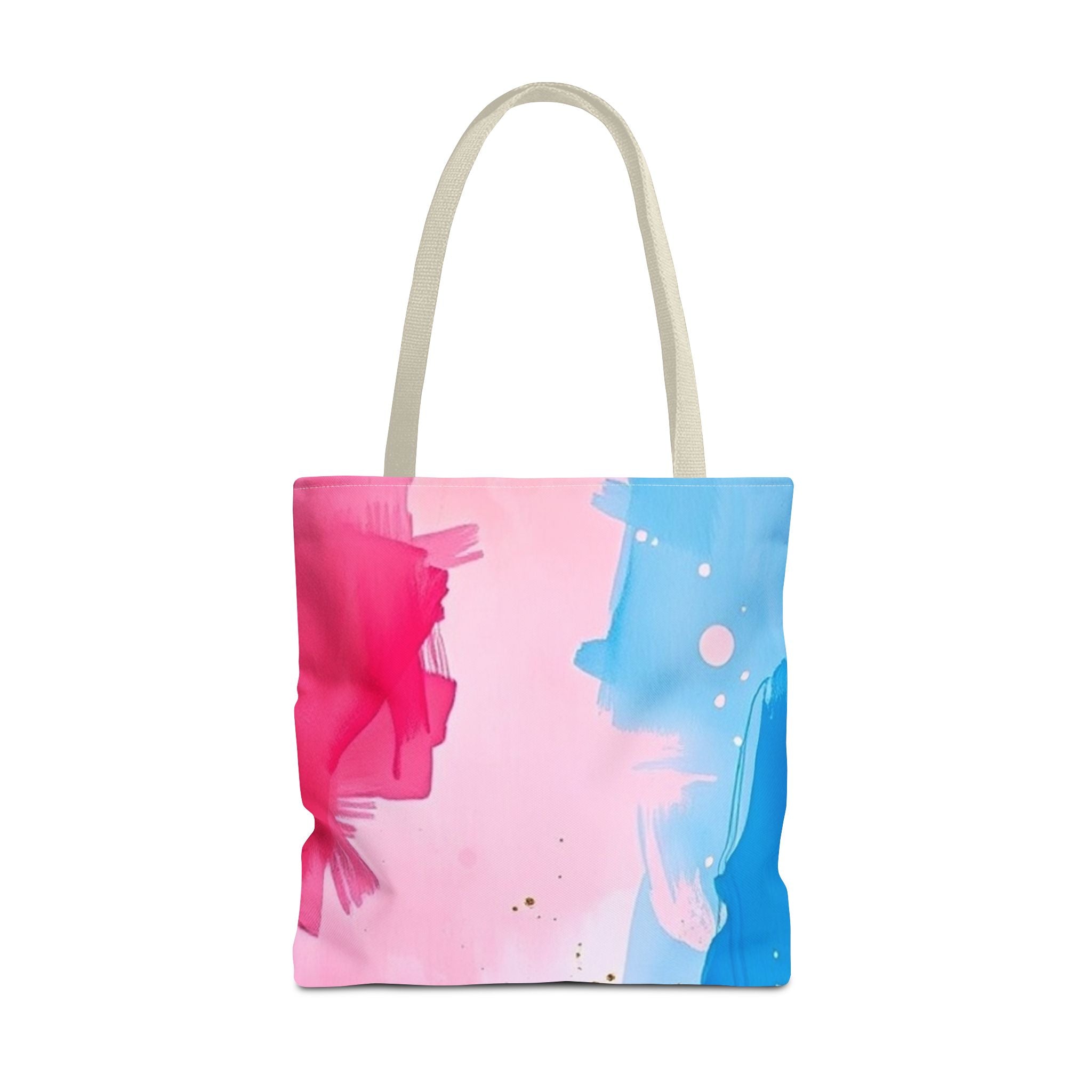 Pink, White and Blue Watercolor on Canvas Design - Tote Bag