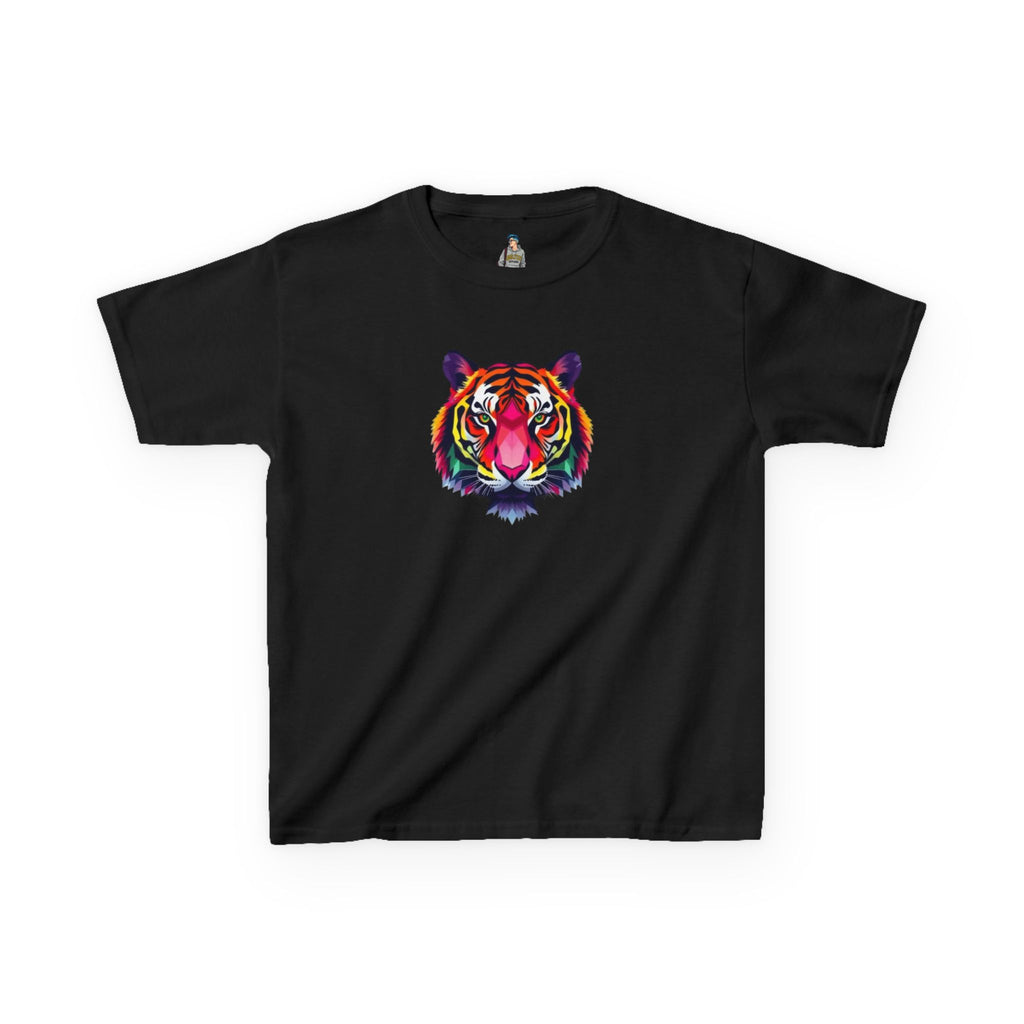 Colorful Fractal Tiger Kids Heavy Cotton Tee