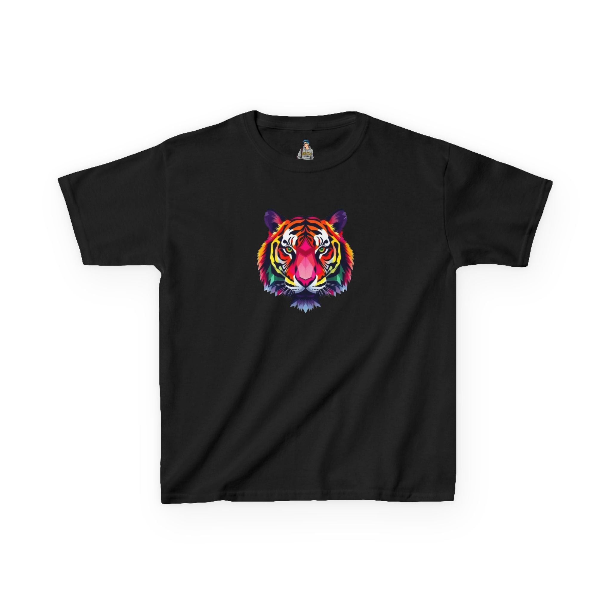 Colorful Fractal Tiger Kids Heavy Cotton Tee