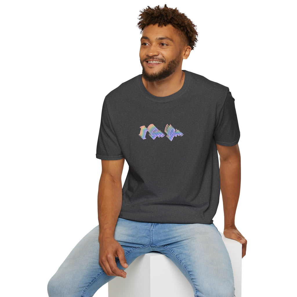 I See You Unisex Softstyle T-Shirt - Colorful Wave Design for LGBTQ+ Visibility