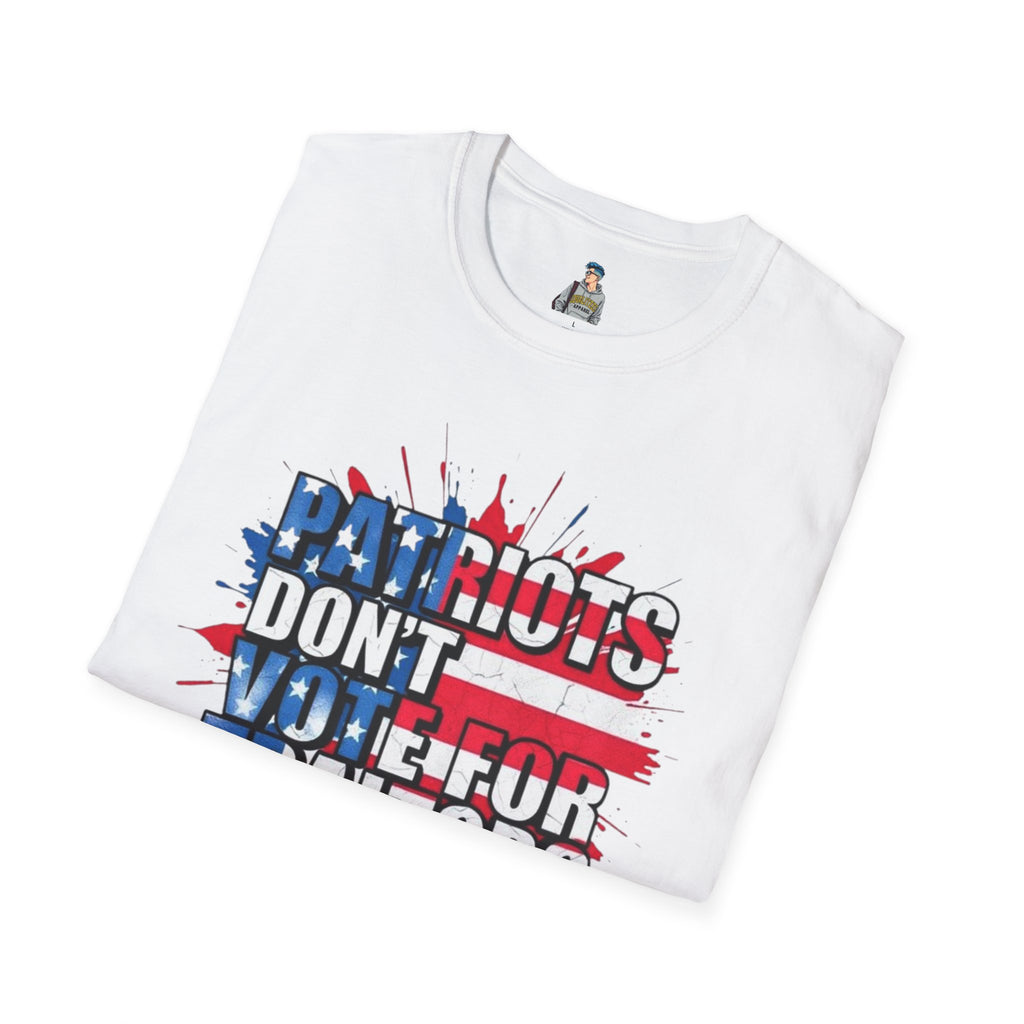 Unisex Softstyle T-Shirt - 'Patriots Don't Vote for Traitors' with USA Flag Design