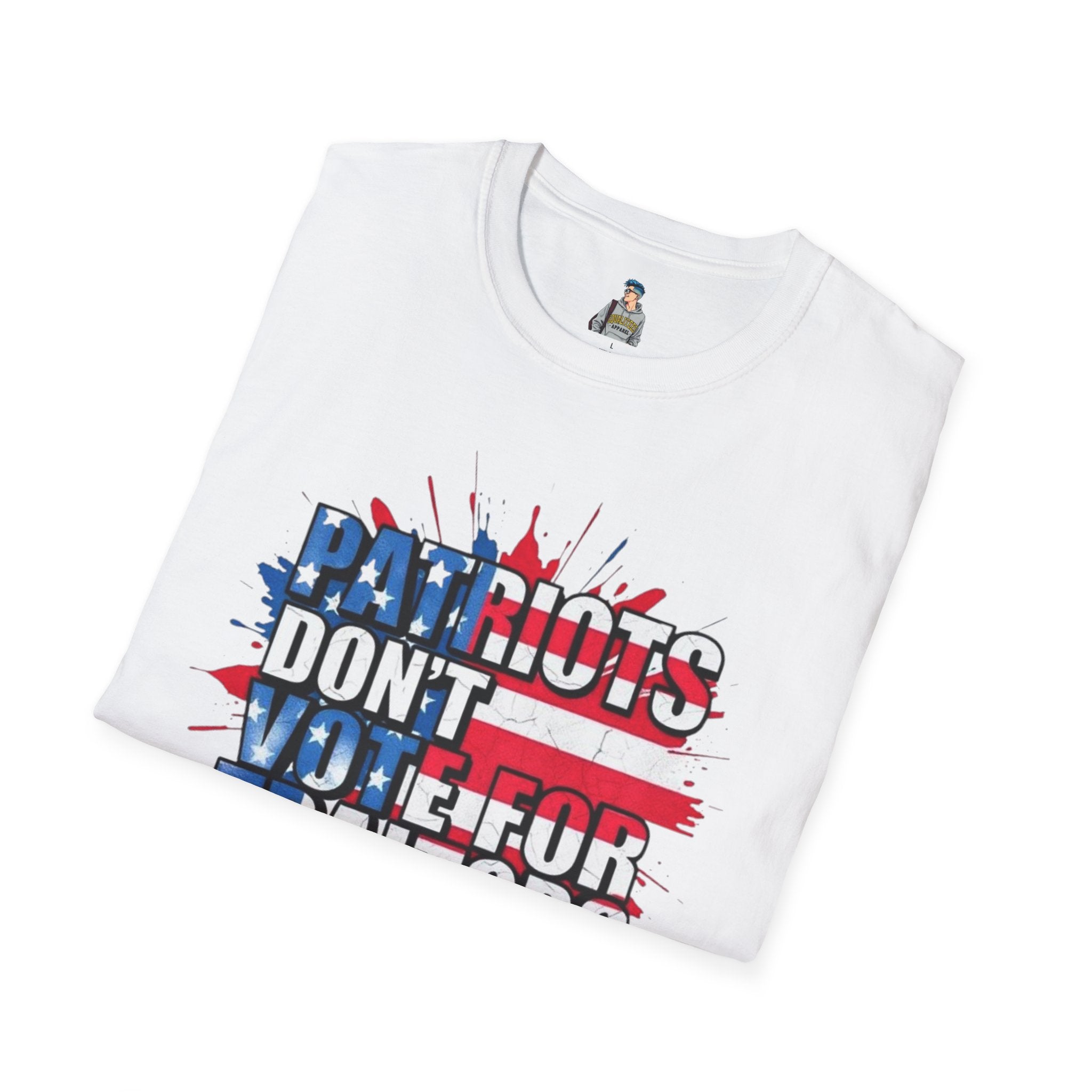 Unisex Softstyle T-Shirt - 'Patriots Don't Vote for Traitors' with USA Flag Design