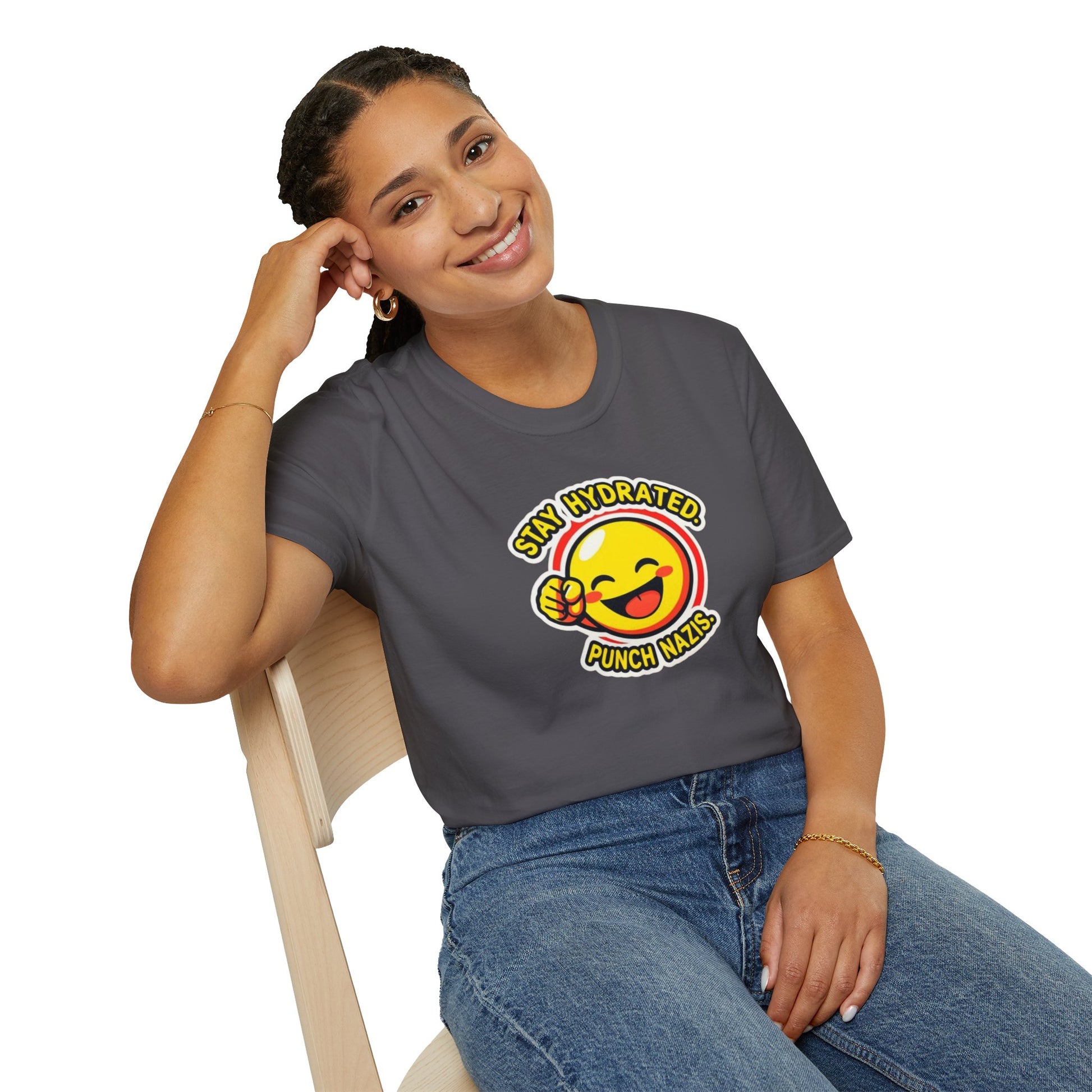 Stay Hydrated, Punch Nazis Funny Emoji T-Shirt