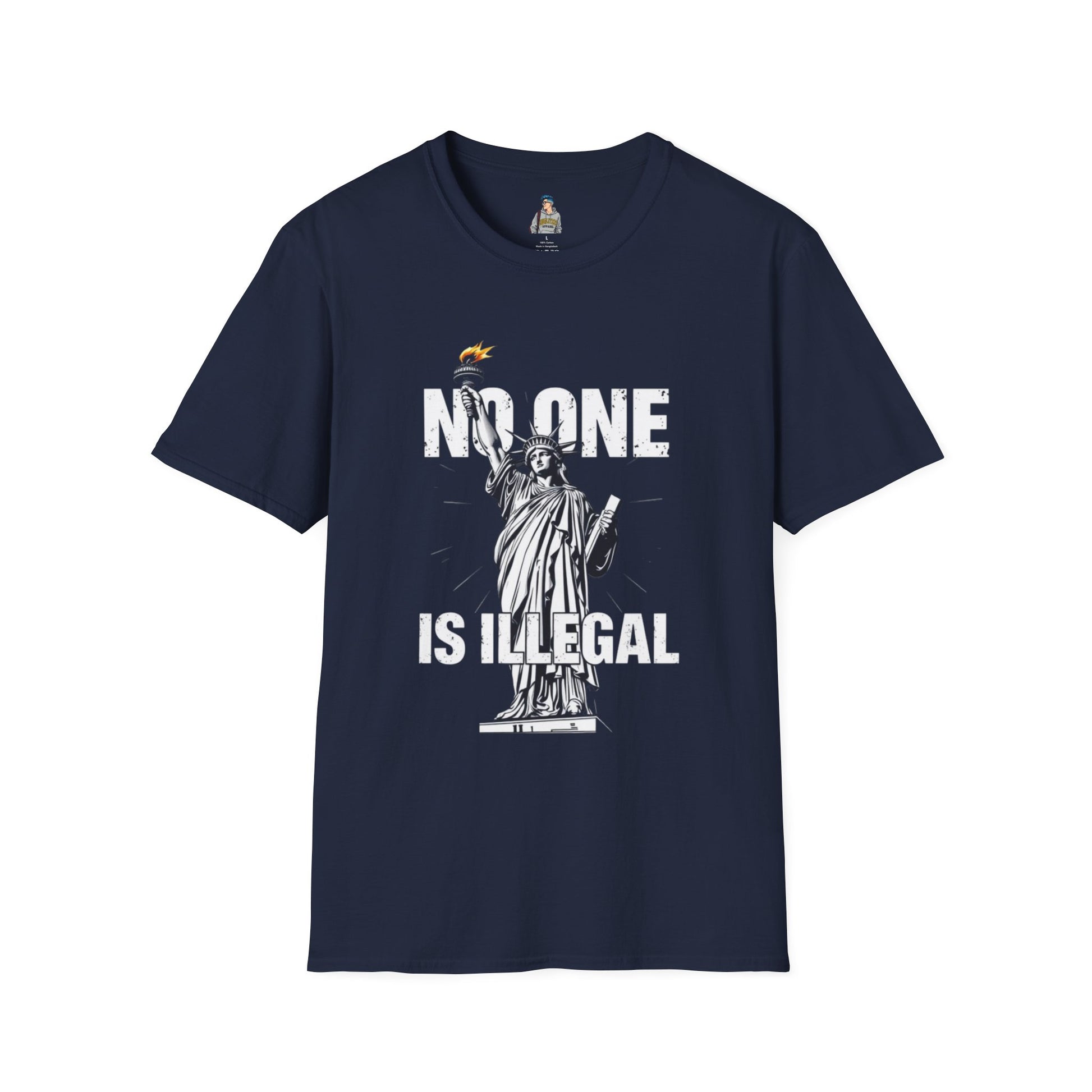 Unisex Softstyle T-Shirt - 'No One Is Illegal' Graphic Tee for Social Justice Advocates