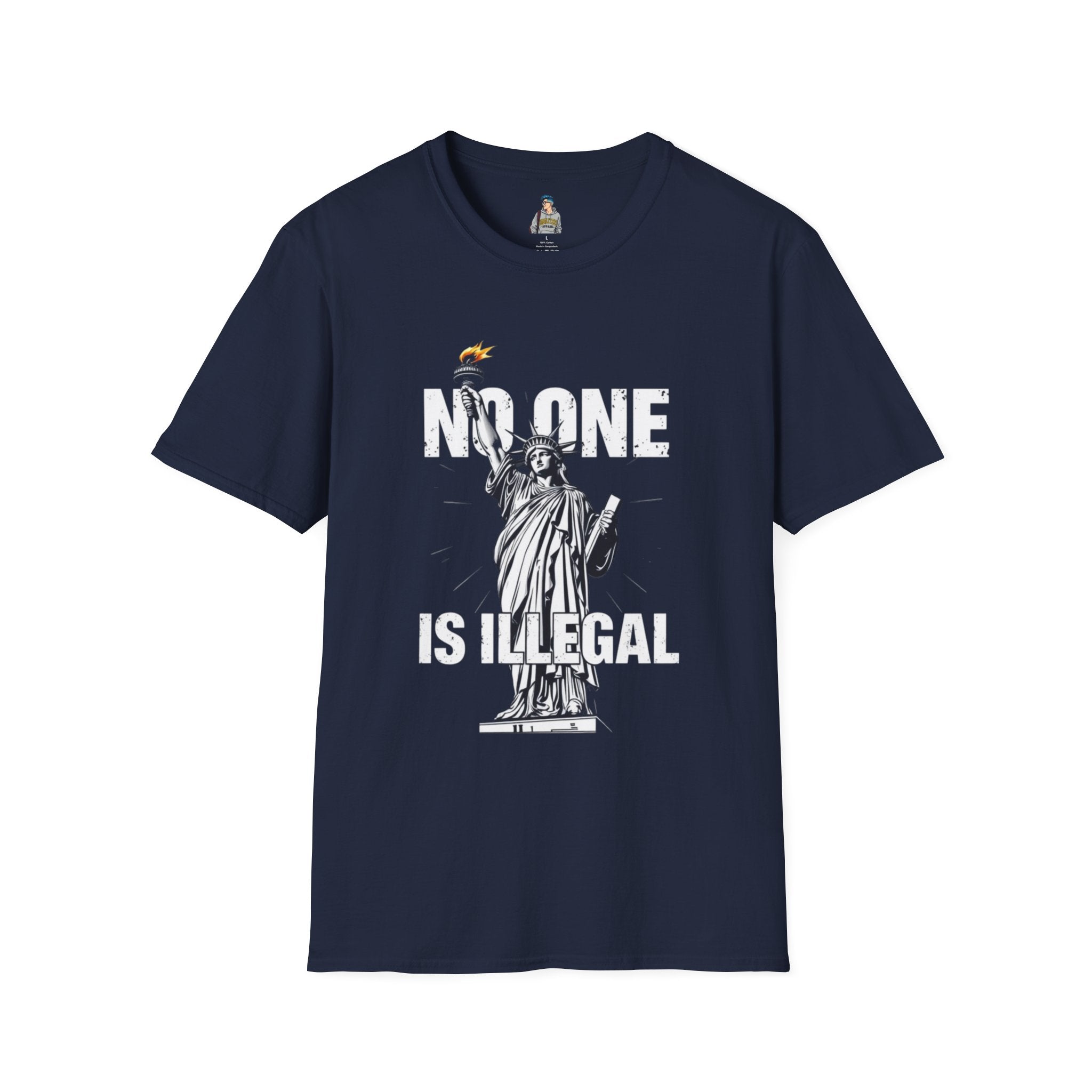 Unisex Softstyle T-Shirt - 'No One Is Illegal' Graphic Tee for Social Justice Advocates