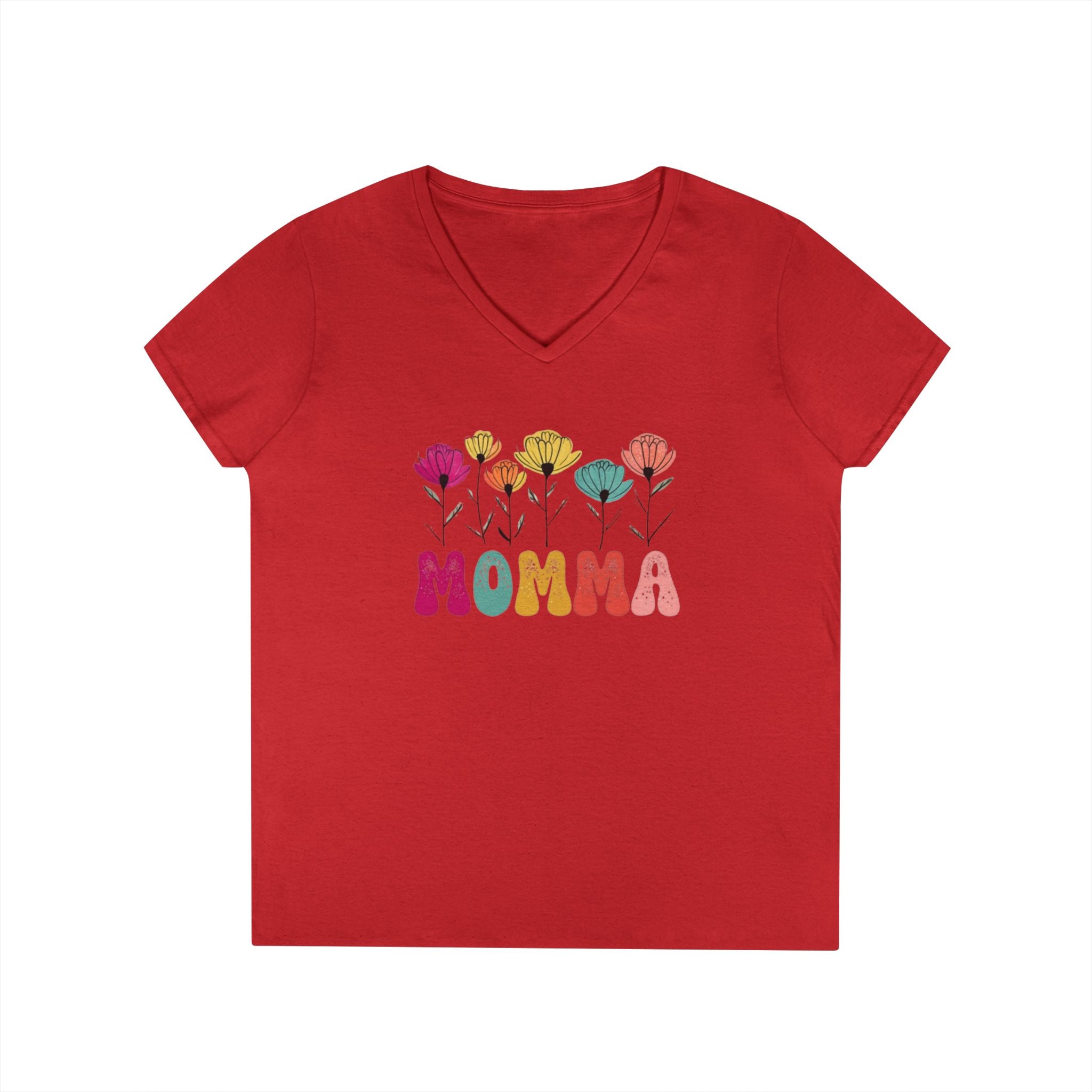 Floral Momma V-Neck T-Shirt - Stylish Gift for Moms