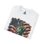 Statue of Liberty Stepping on MAGA American Flag T-Shirt — Patriotic USA Independence Day Tee