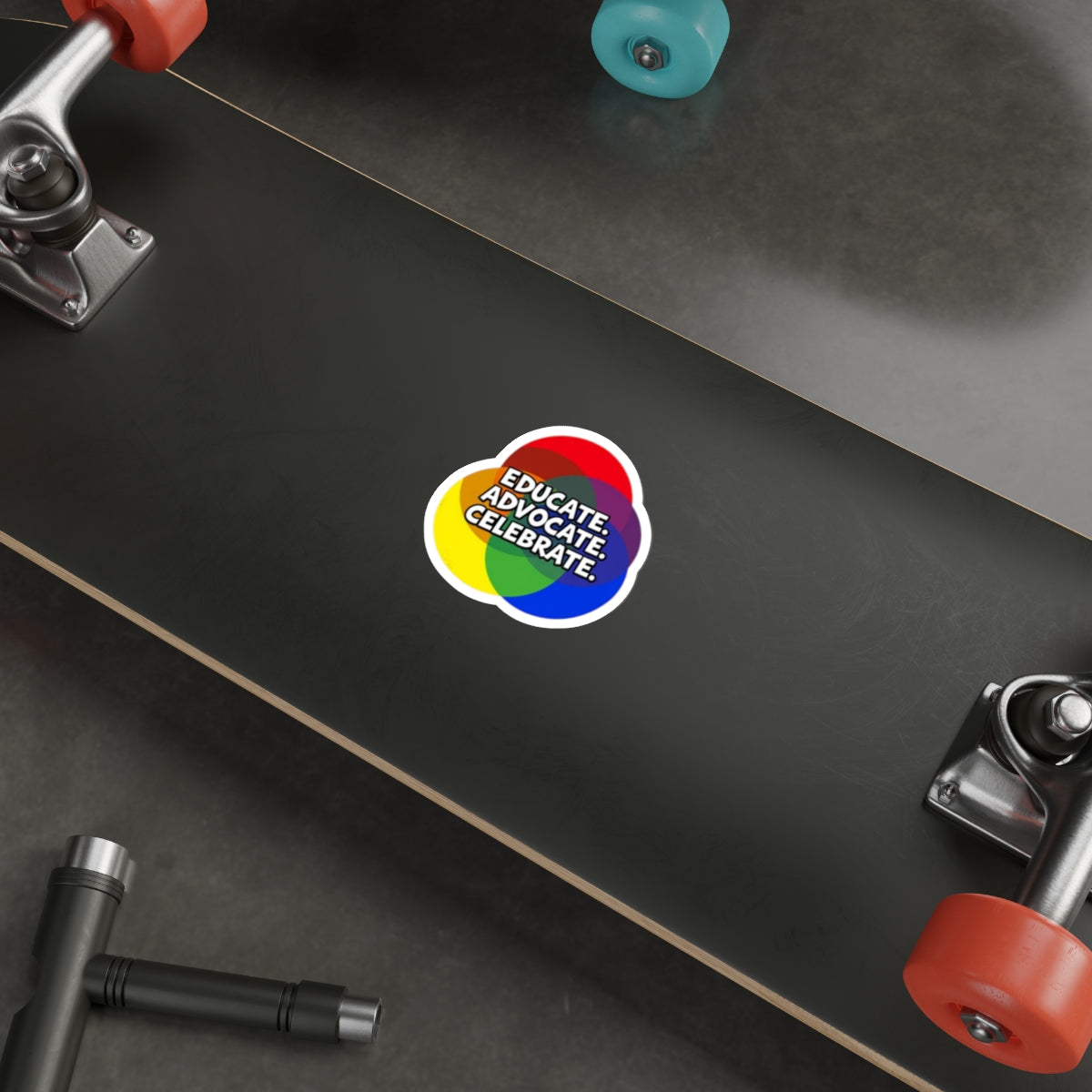 Vibrant Die-Cut Stickers - "Educate. Advocate. Celebrate."