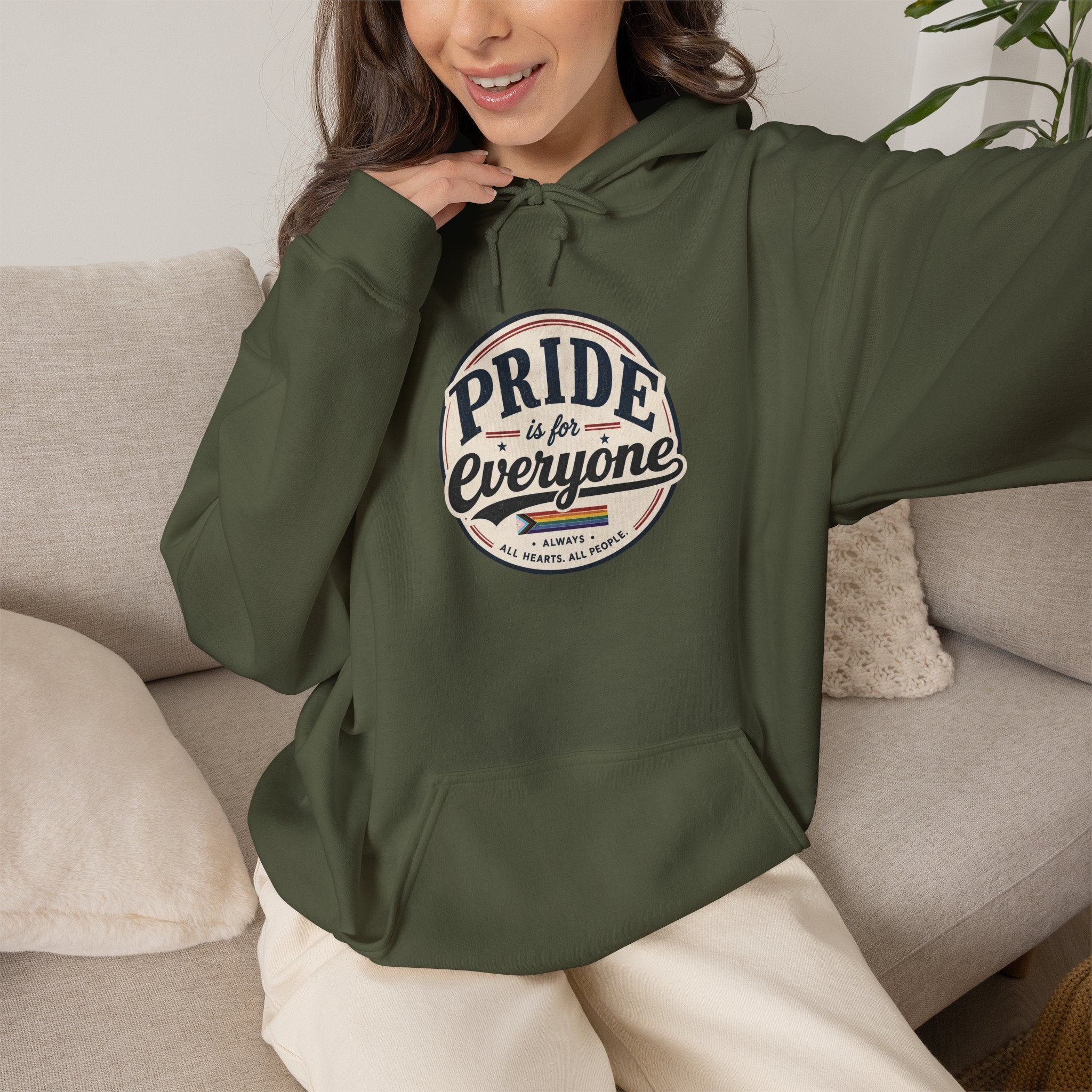 Pride Is For Everyone Pullover Hoodie — Vintage Graphic Inclusivity Sweatshirt
