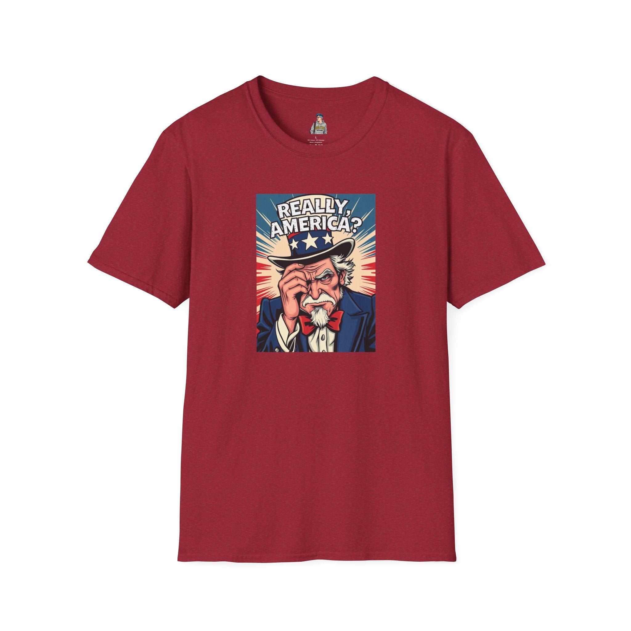 Uncle Sam in disbelief Really, America? Unisex softstyle T-Shirt