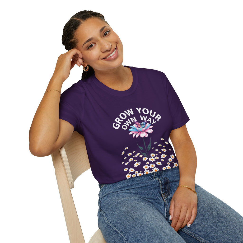 Grow Your Own Way Trans Pride Unisex T-Shirt - Floral Design for Garden Lovers