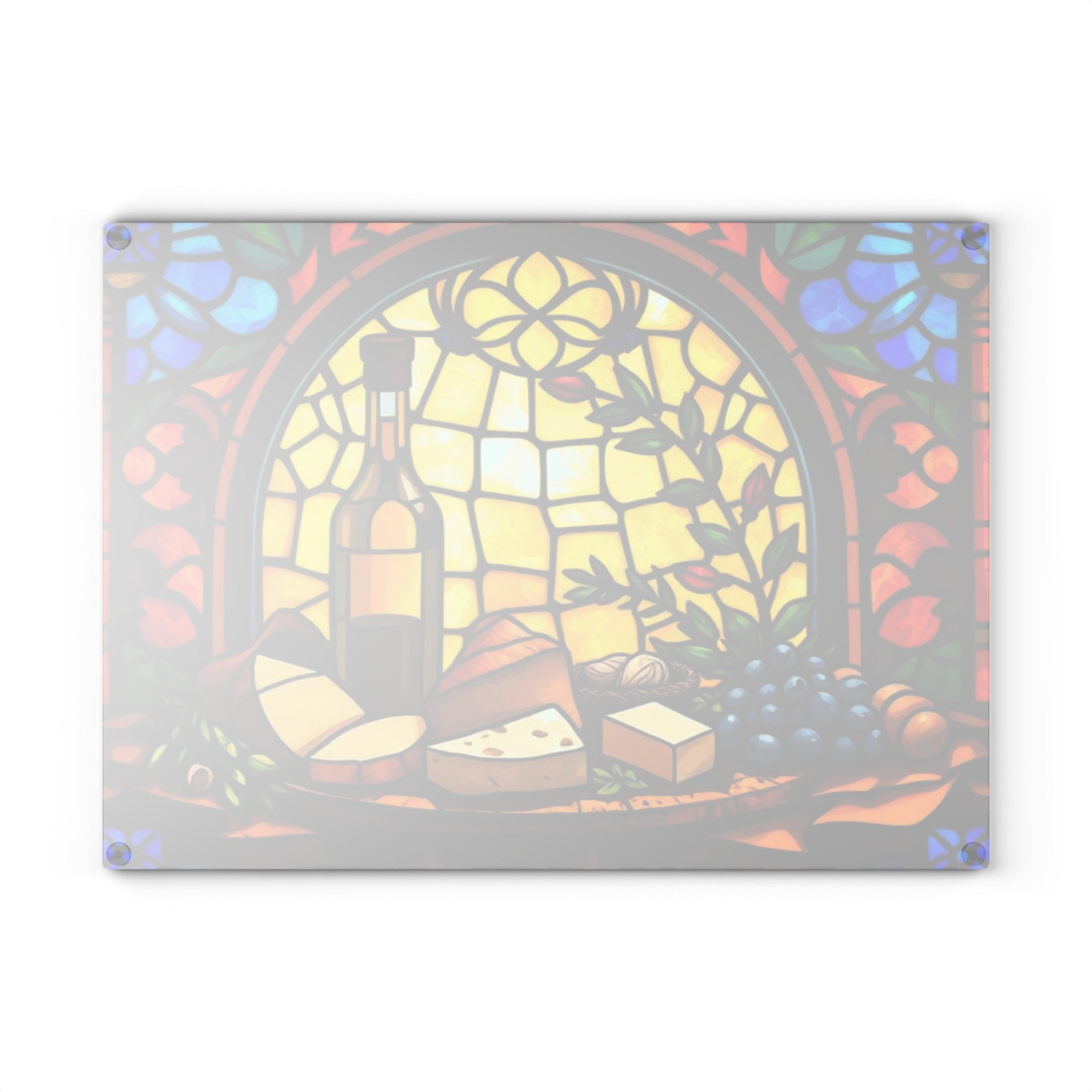 Stained Glass Wine and Cheese Cutting Board - Perfect For Entertaining