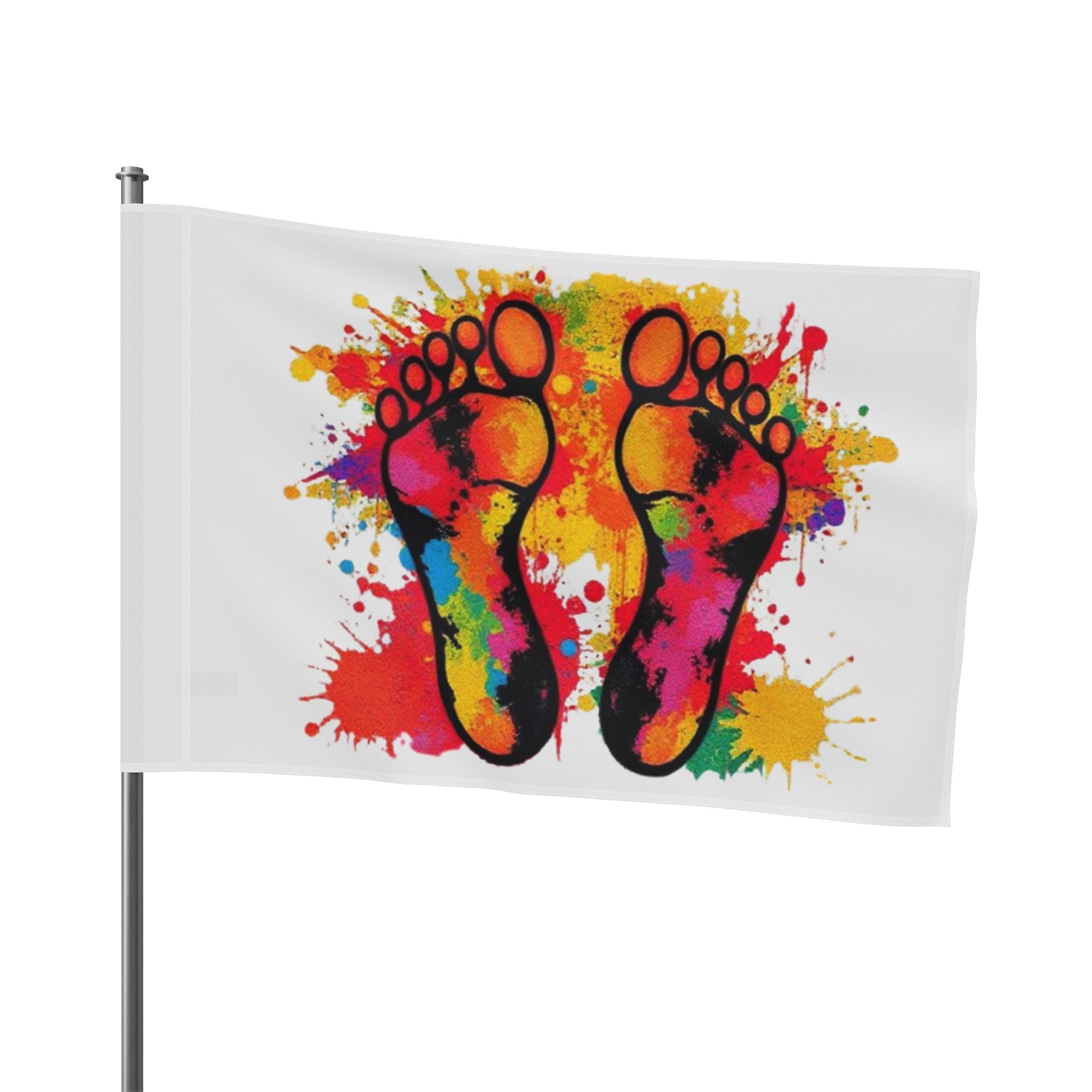 Rainbow Feet Paint Splatter Flag - Aesthetic LGBTQ+ Banner for Celebration & Home Decor