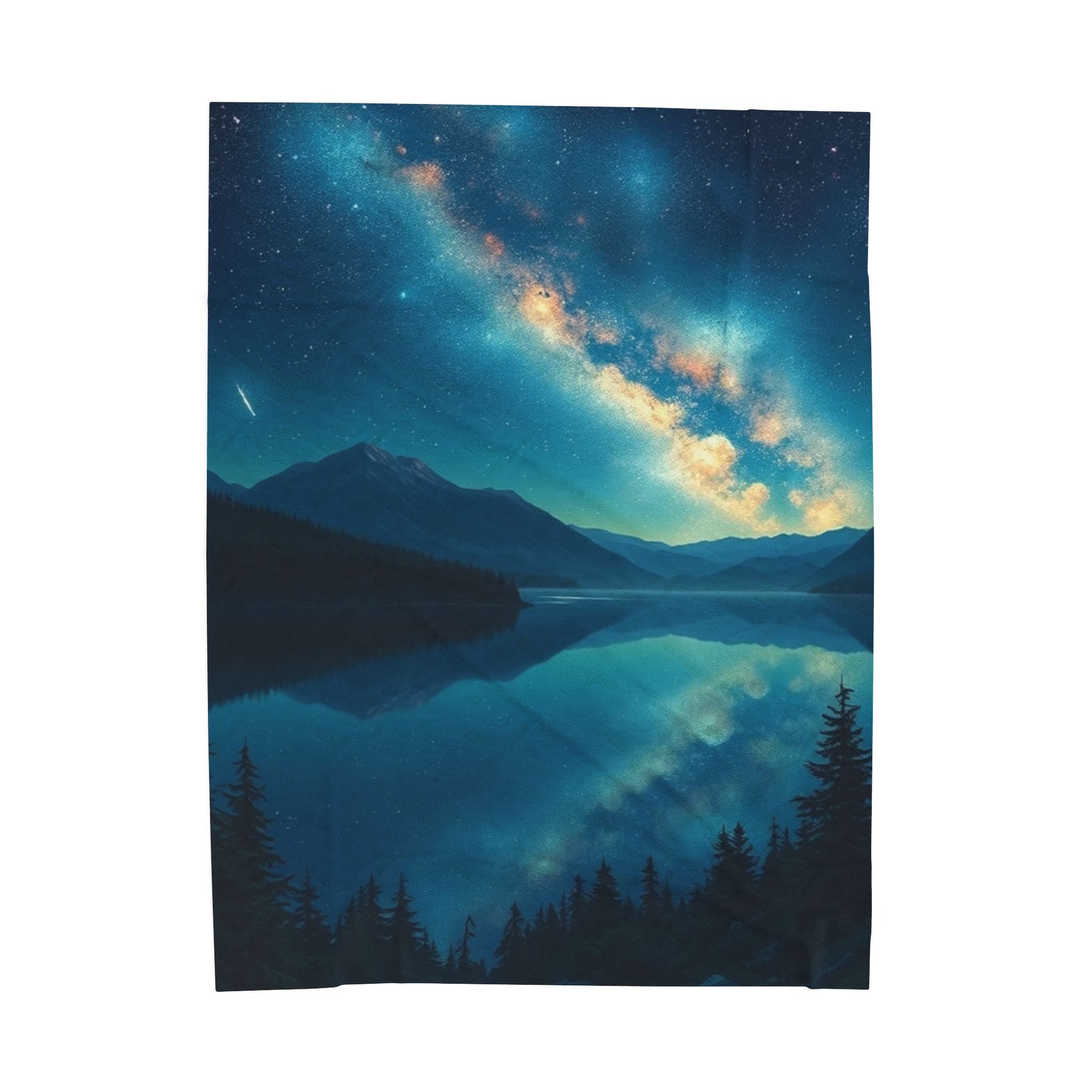 Milky Way over the Lake Velveteen Plush Blanket