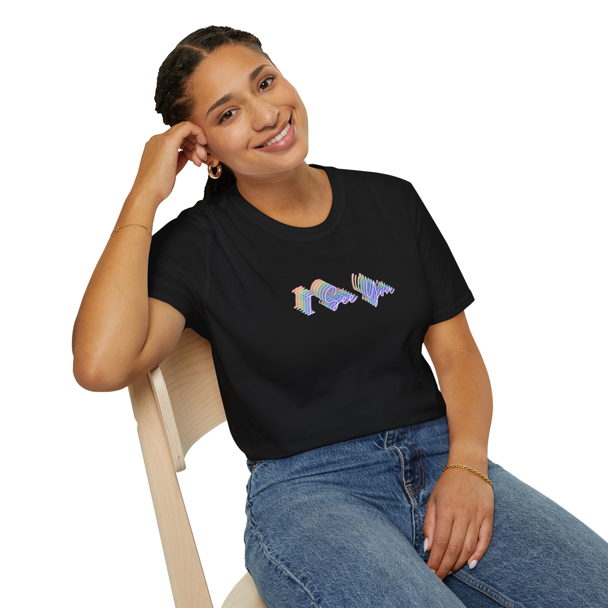 I See You Unisex Softstyle T-Shirt - Colorful Wave Design for LGBTQ+ Visibility
