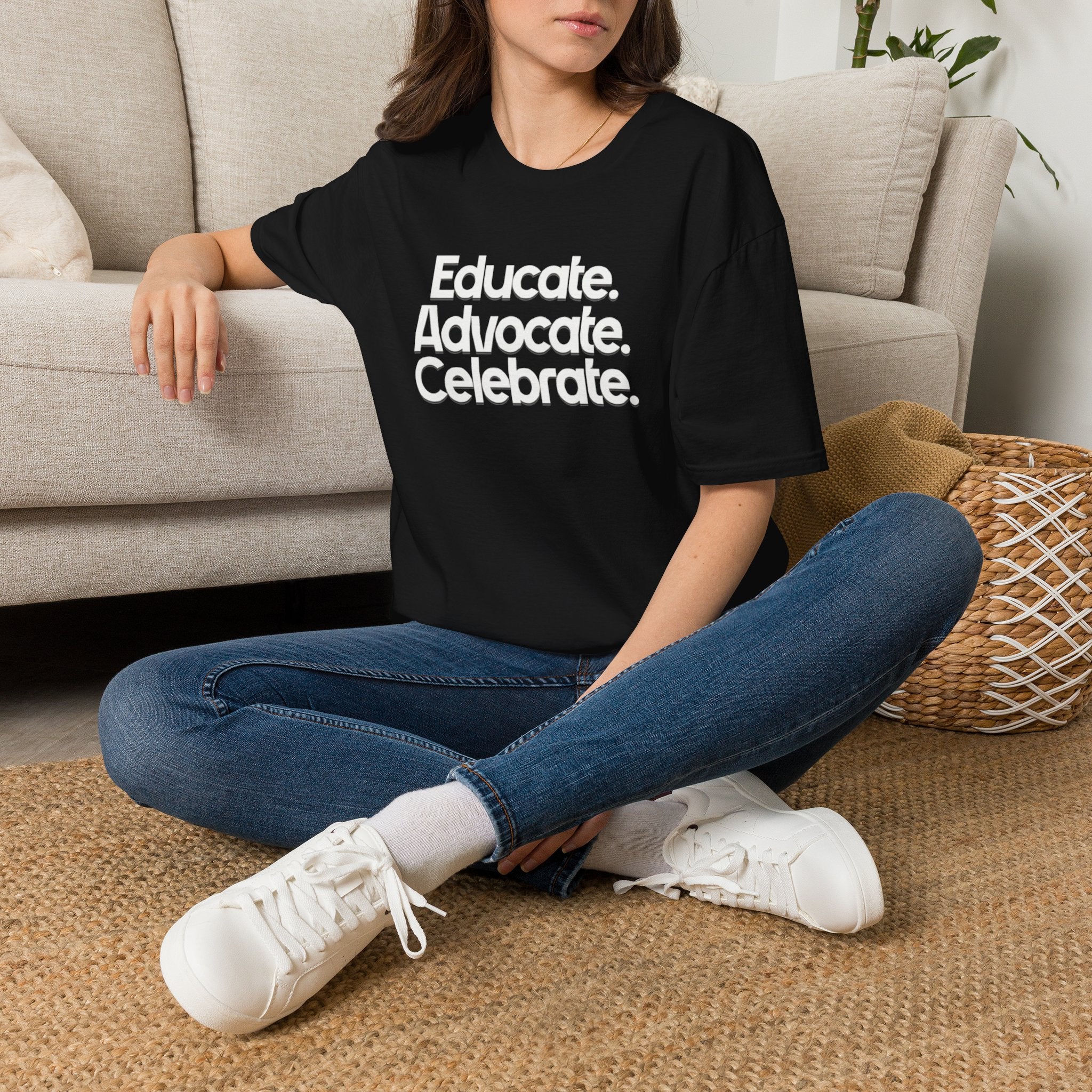 Educate. Advocate. Celebrate. Minimalist Pride T-Shirt