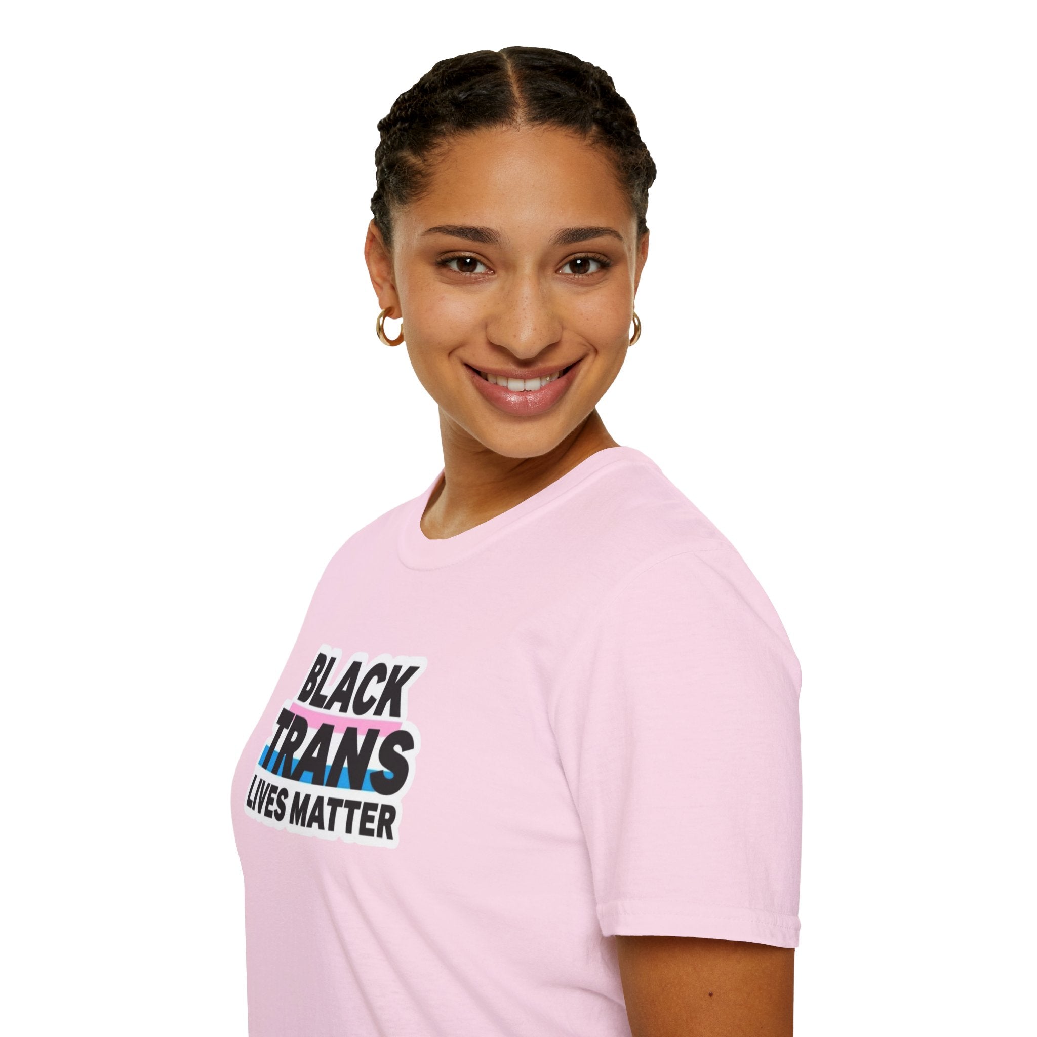 Unisex Softstyle T-Shirt - Black Trans Lives Matter Statement Tee