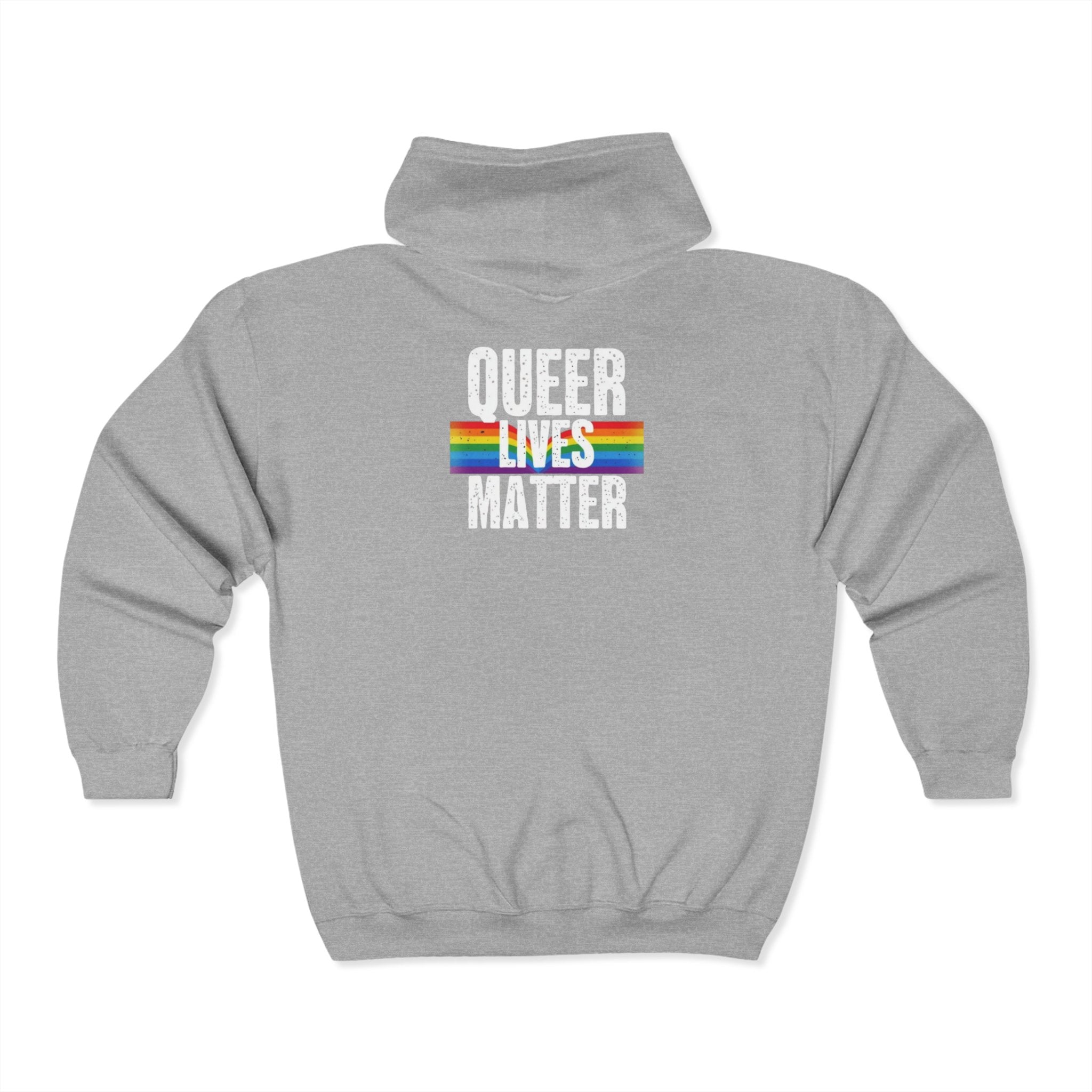 Queer Lives Matter Zip-Up Hoodie - Cozy Outdoor Style