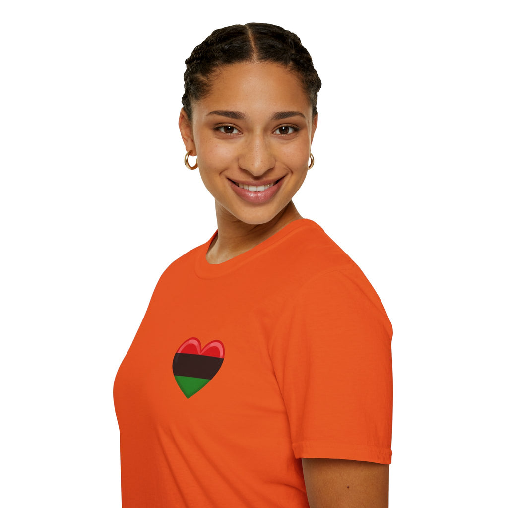 Unity and Heritage Unisex Softstyle T-Shirt with Pan-African Heart