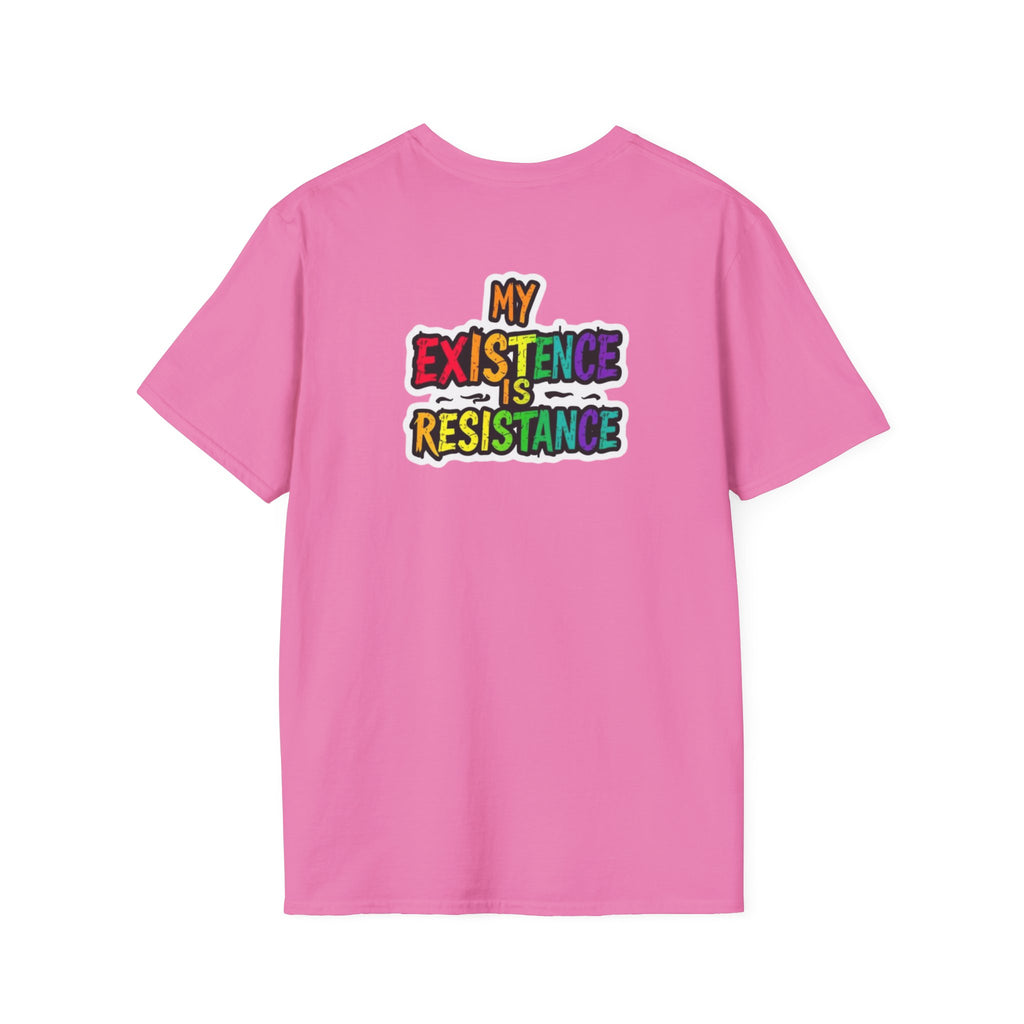 Unisex Softstyle T-Shirt - Pride Heart Design with 'Existence is Resistance'