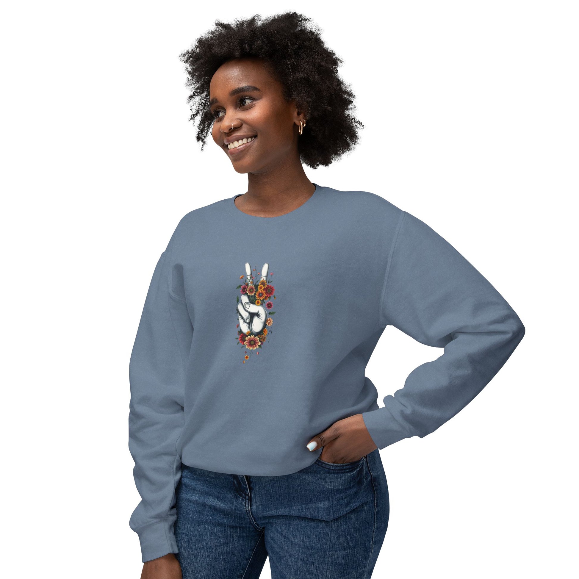 Unisex Lightweight Crewneck Sweatshirt -Grow Peace